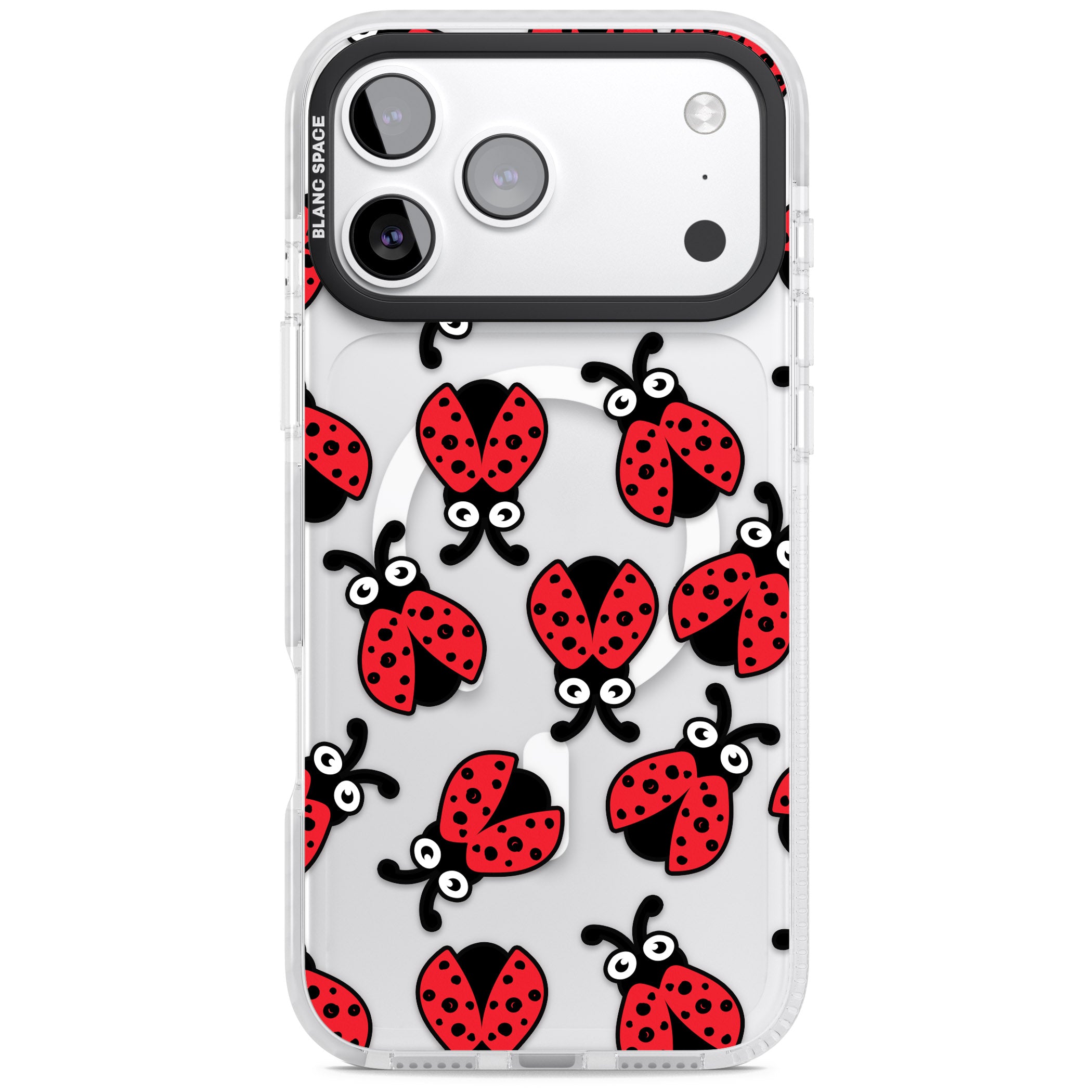 Ladybug Pattern iPhone 17 Pro Max Impact Pro Clear Phone Case