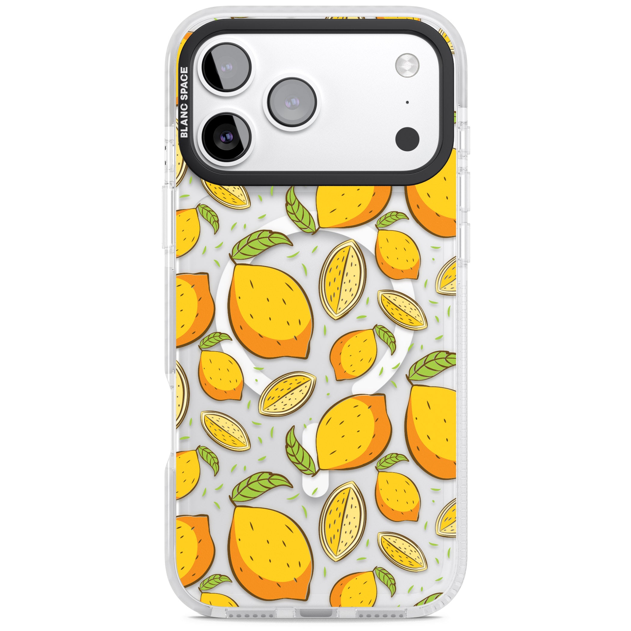 Lemon Pattern iPhone 17 Pro Impact Pro Clear Phone Case