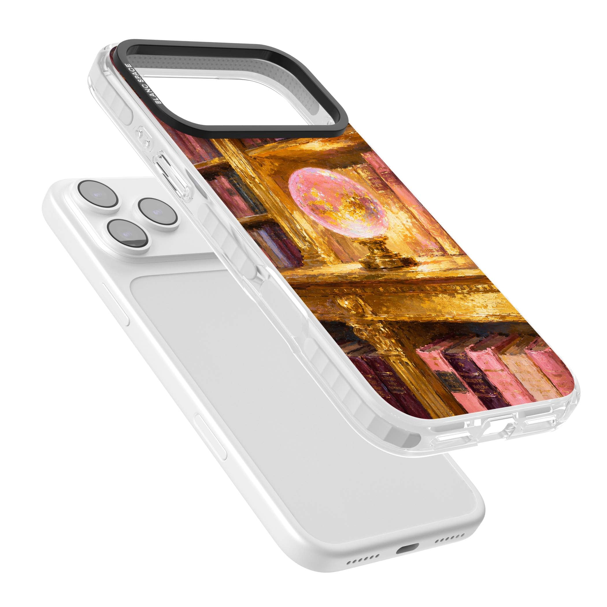 Gilded Library dark academia iPhone case featuring an oil painted crystal ball on a gilded library shelf with vintage | Impact Magsafe case for iPhone 17 Pro, iPhone 17 Pro Max