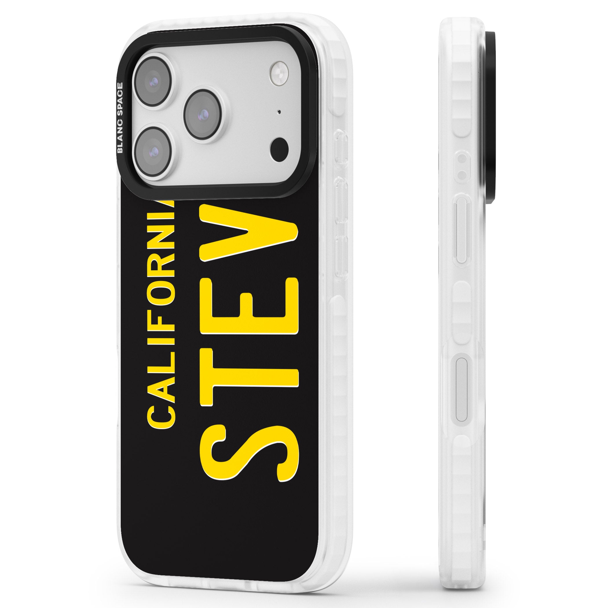 Personalised Vintage California License Plate iPhone 17 Pro Impact Pro Clear Phone Case Side Profile