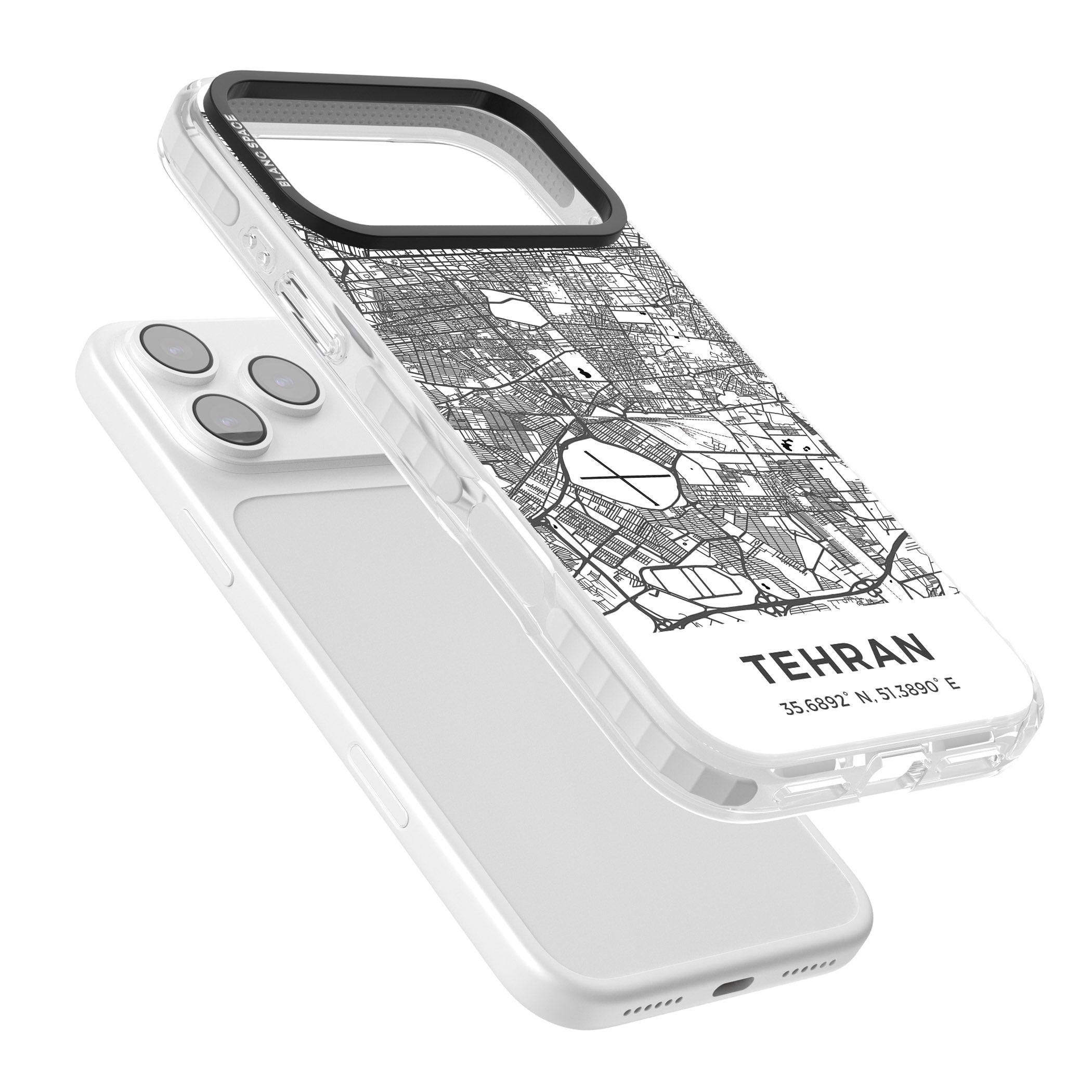 Tehran Map iPhone 17 Pro Impact Pro Clear Phone Case Colours