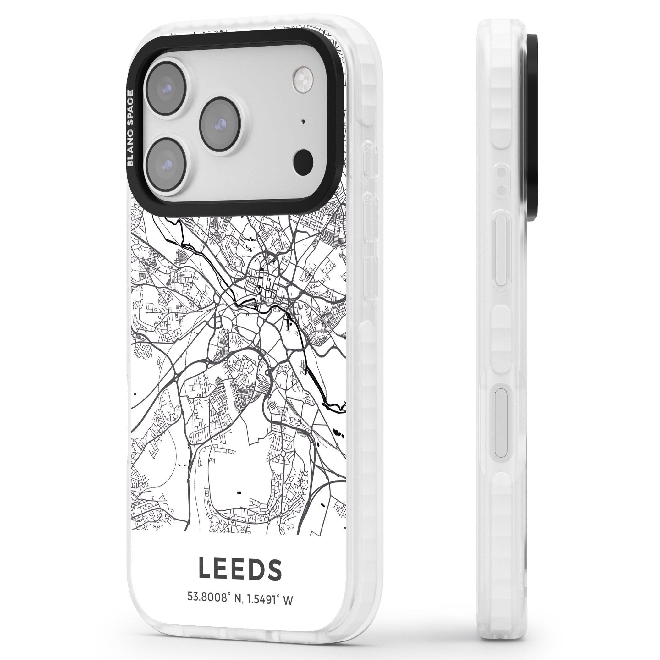 Leeds Map iPhone 17 Pro Impact Pro Clear Phone Case Side Profile