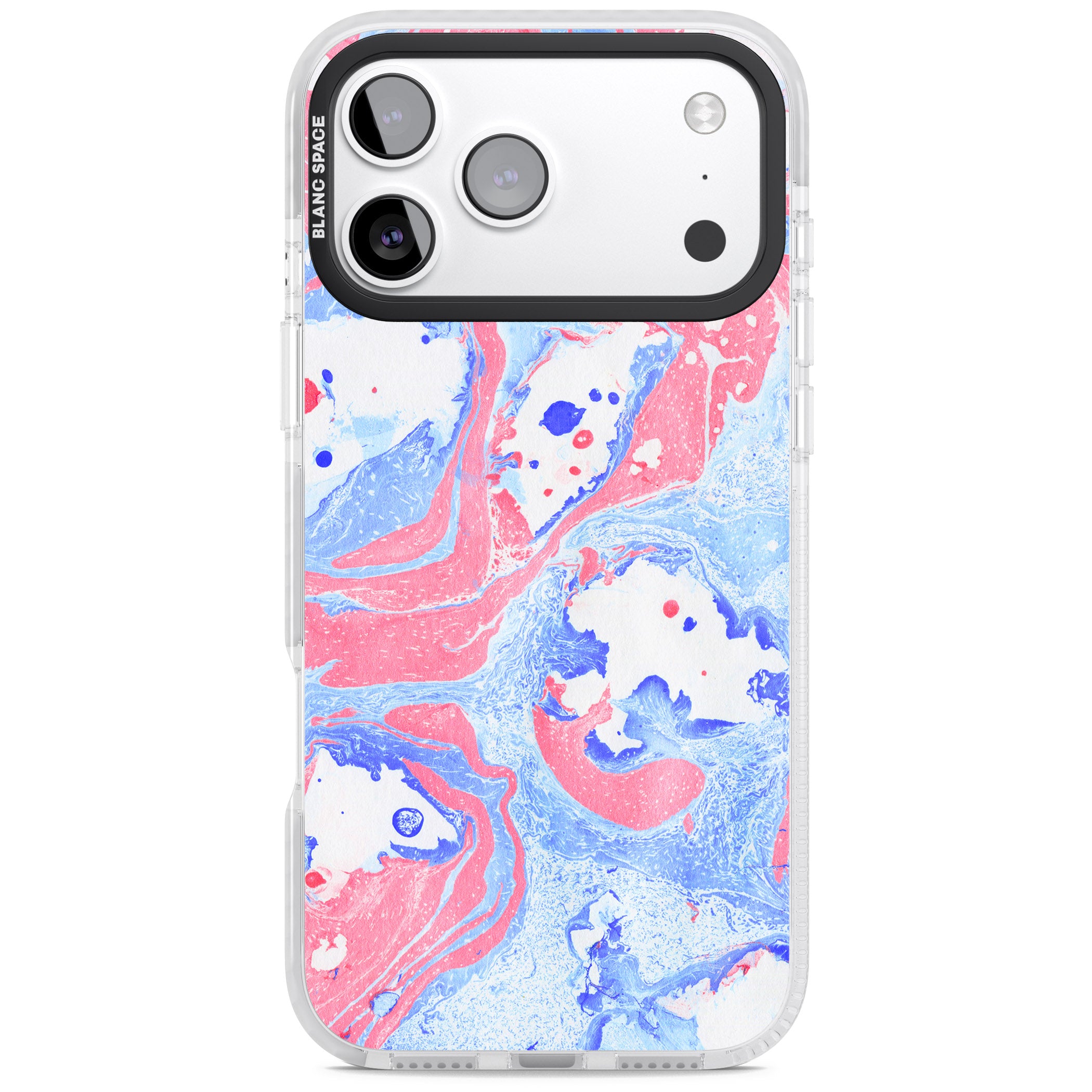 Pink, Blue & White Marbled Paper Pattern iPhone 17 Pro Impact Pro Clear Phone Case