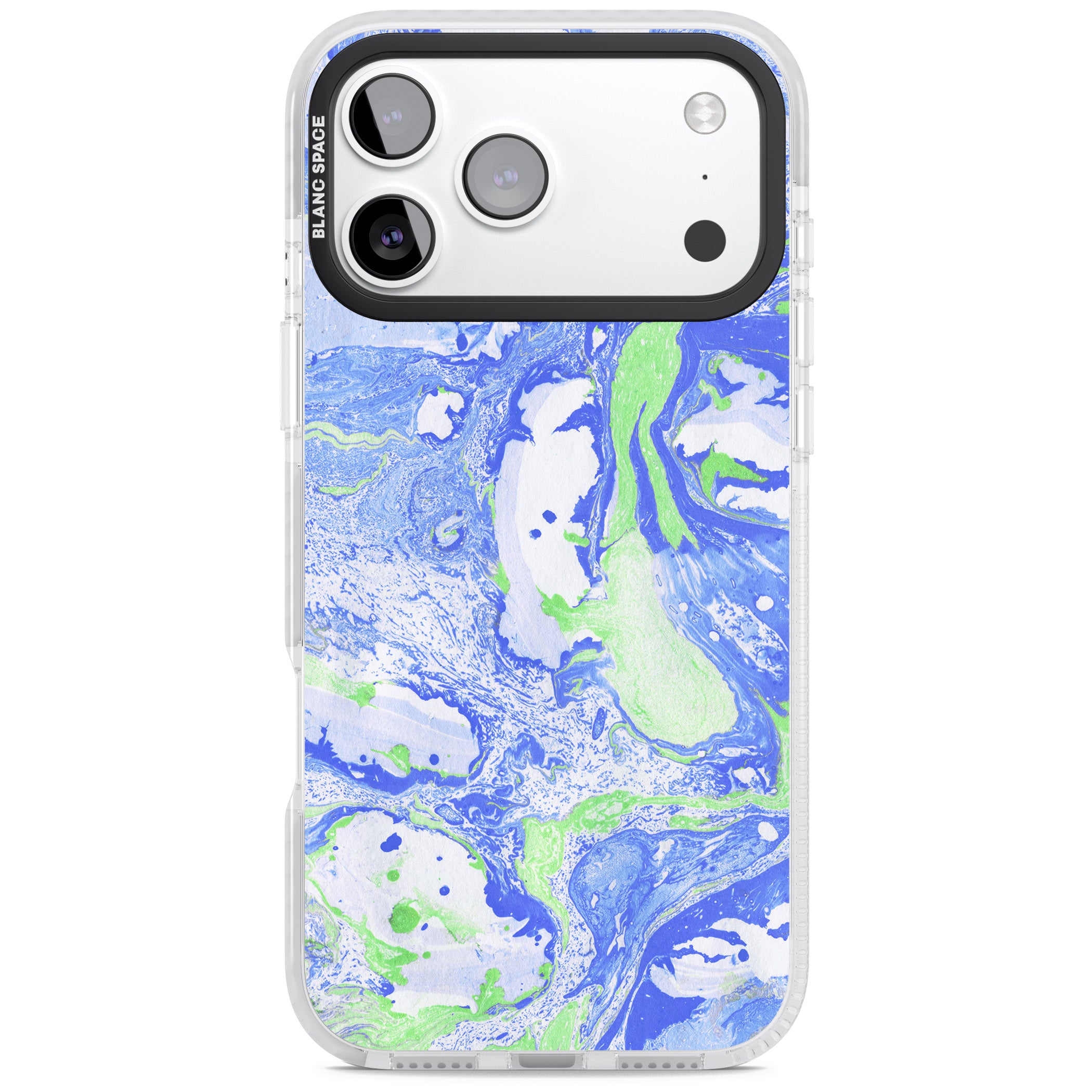 Dark Blue & Green Marbled Paper Pattern iPhone 17 Pro Max Impact Pro Clear Phone Case
