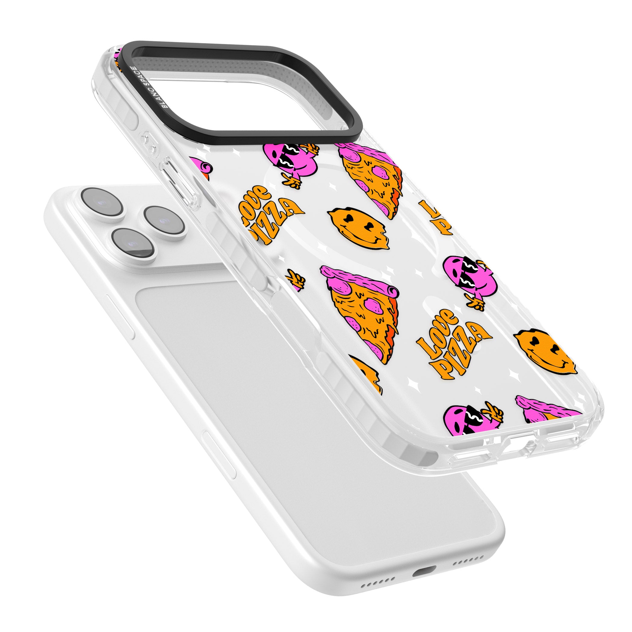 Psychedelic Love Pizza Pattern (Clear) iPhone 17 Pro Max Impact Pro Clear Phone Case Colours