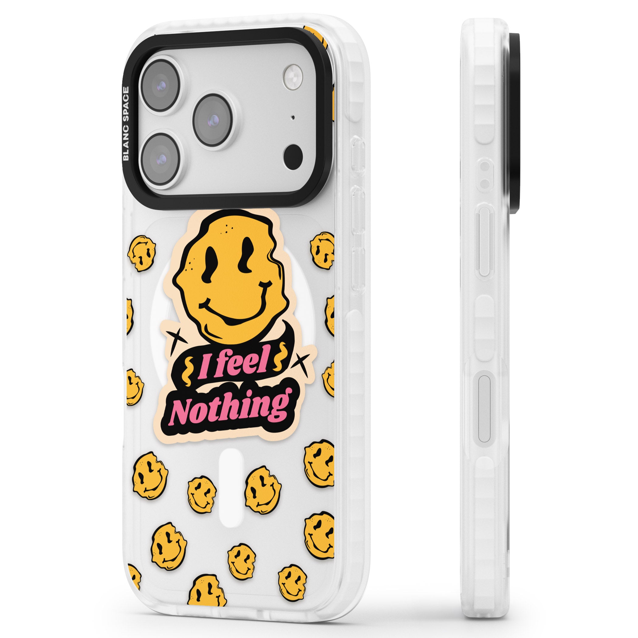 I Feel Nothing (Clear) iPhone 17 Pro Impact Pro Clear Phone Case Side Profile