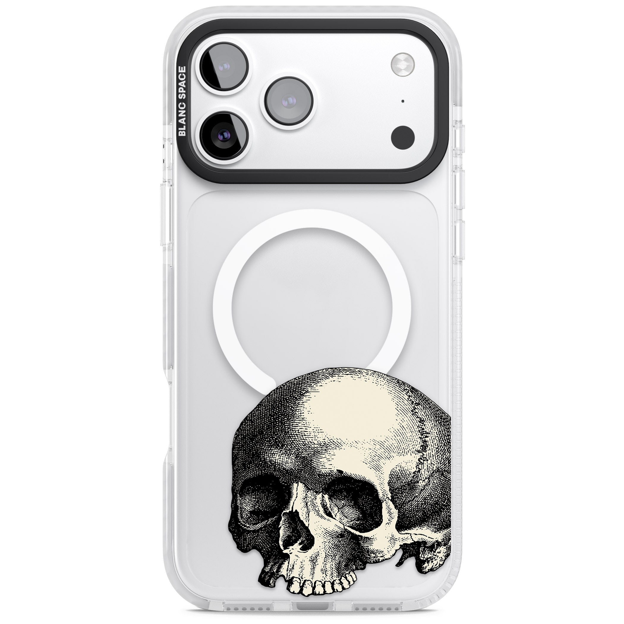 Minimal Vintage Skull iPhone 17 Pro Max Impact Pro Clear Phone Case
