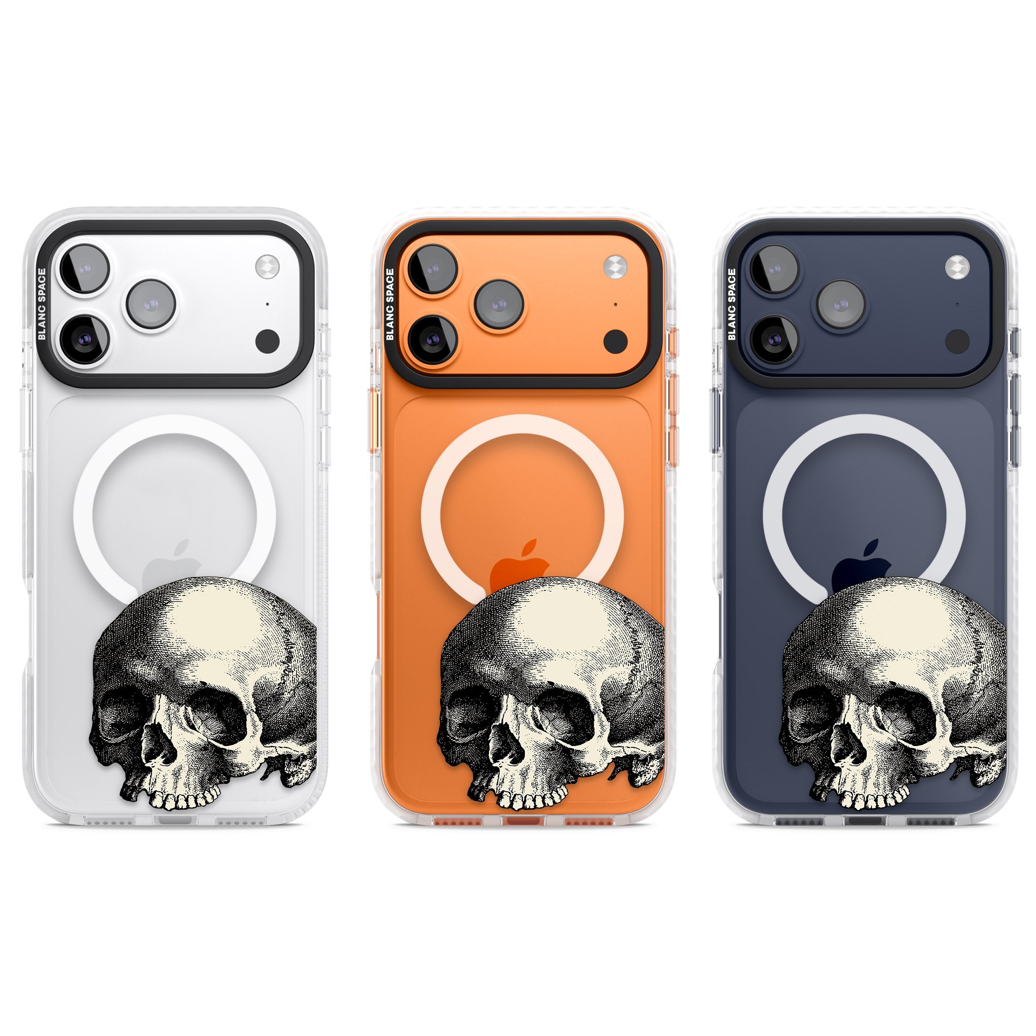 Minimal Vintage Skull iPhone 17 Pro Impact Pro Clear Phone Case APT Impact Protection