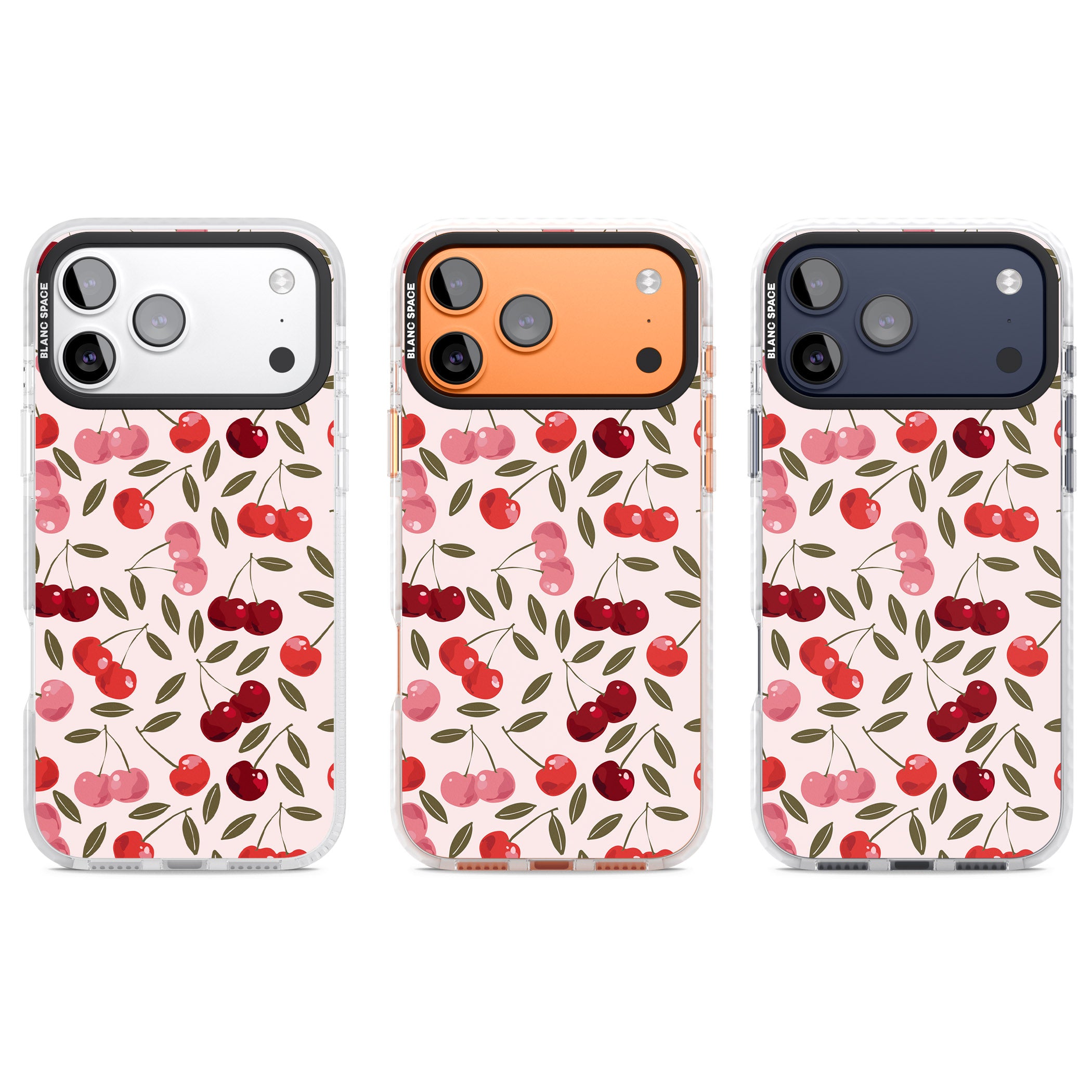 Fruity & Fun Patterns Cherries iPhone 17 Pro Impact Pro Clear Phone Case APT Impact Protection