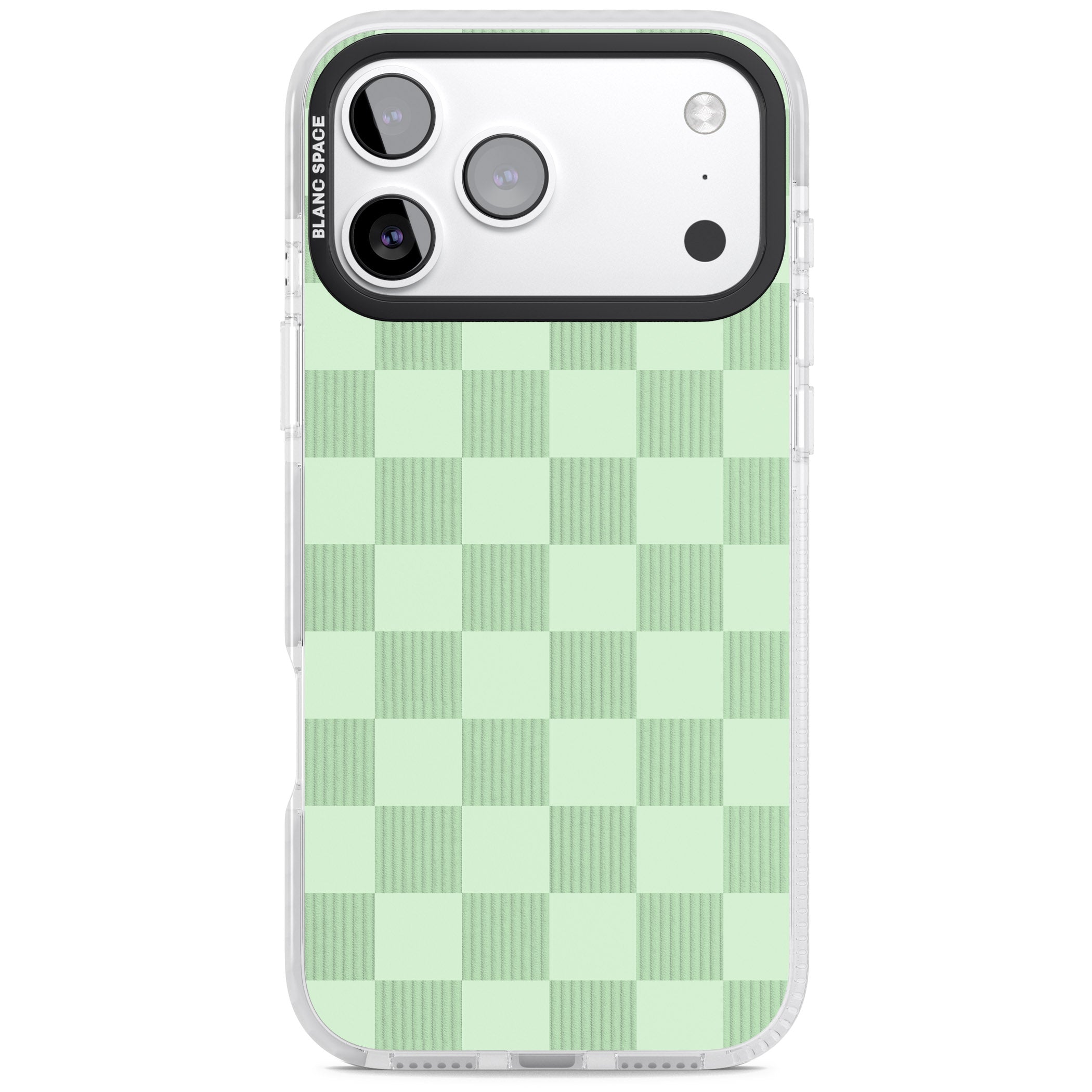 Seafoam Checkered iPhone 17 Pro Max Impact Pro Clear Phone Case