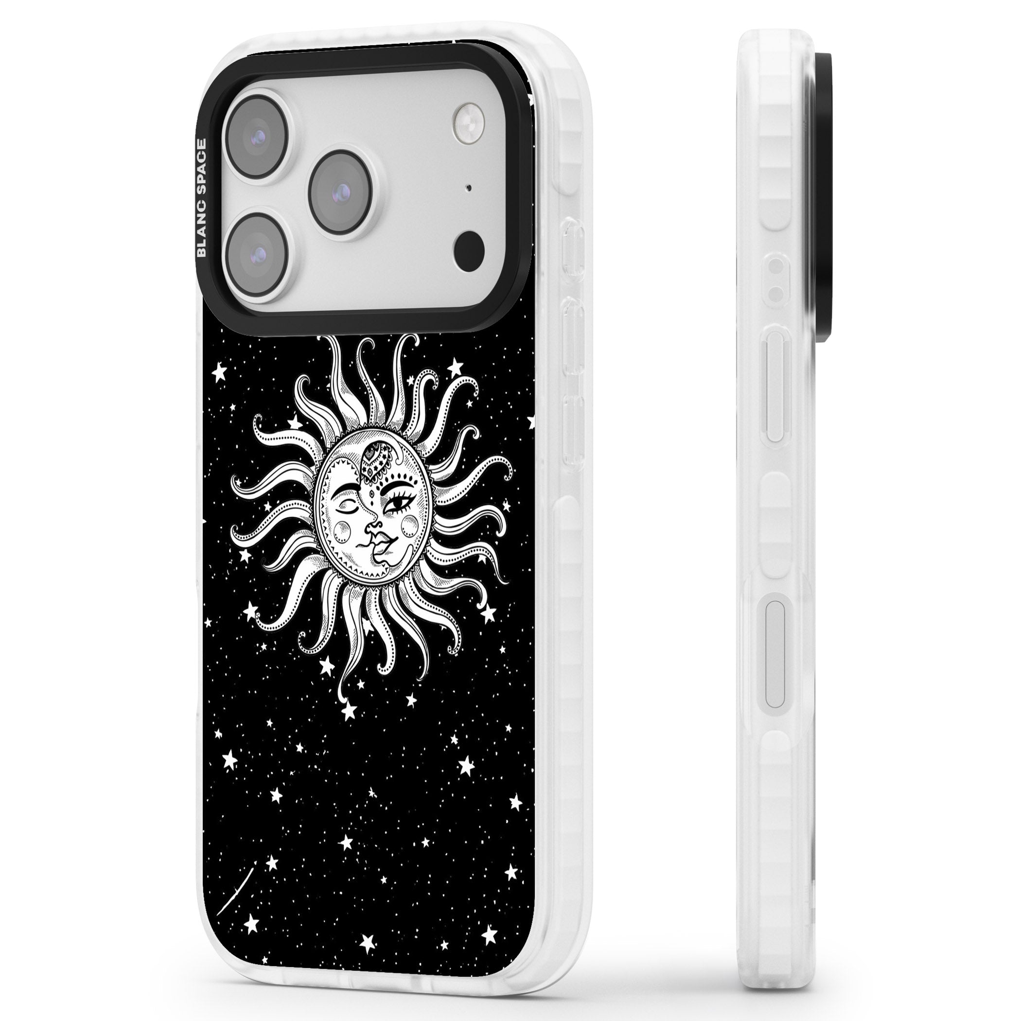 Mystic Sun Moon iPhone 17 Pro Impact Pro Clear Phone Case Side Profile