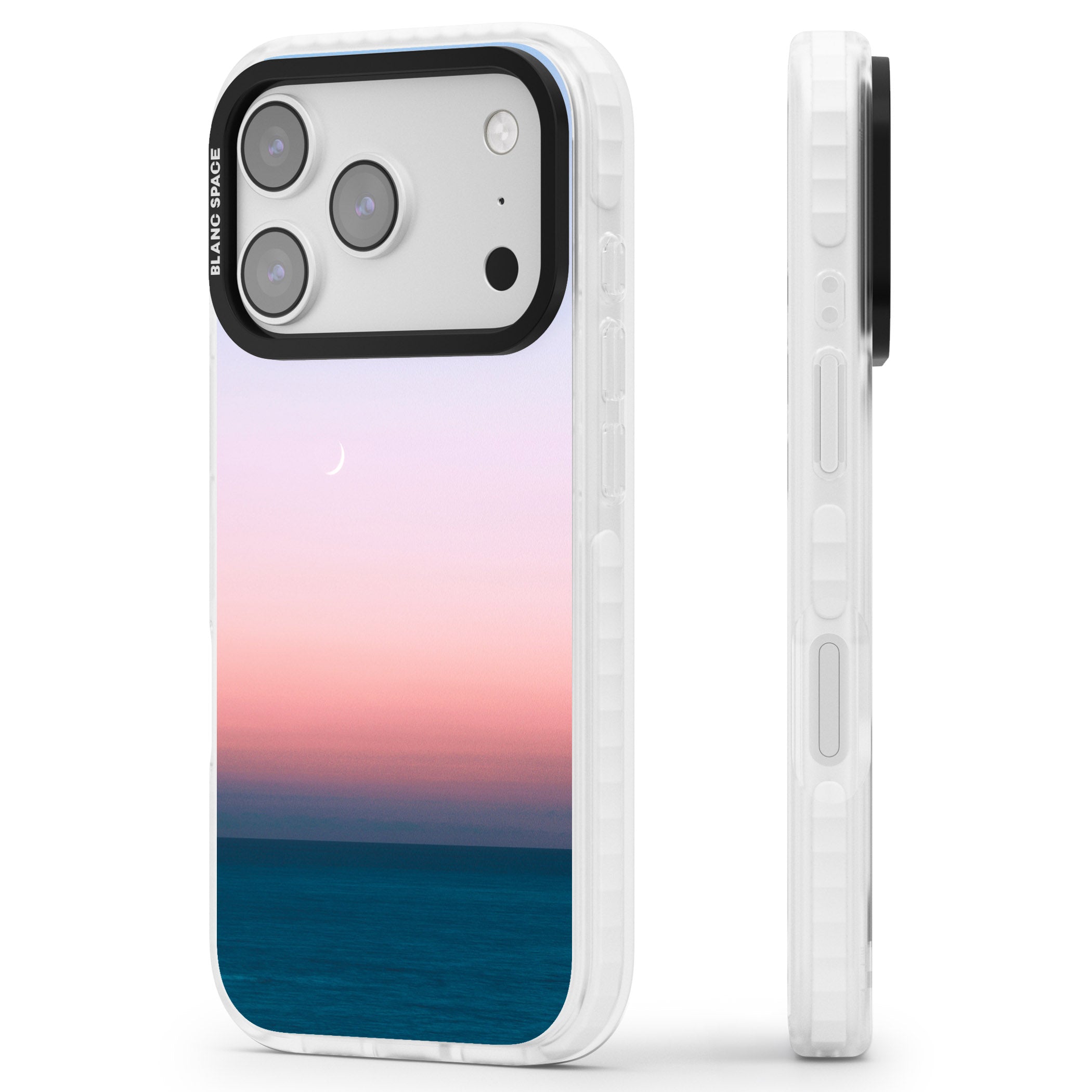 Pastel Ocean Sunset iPhone 17 Pro Max Impact Pro Clear Phone Case Side Profile