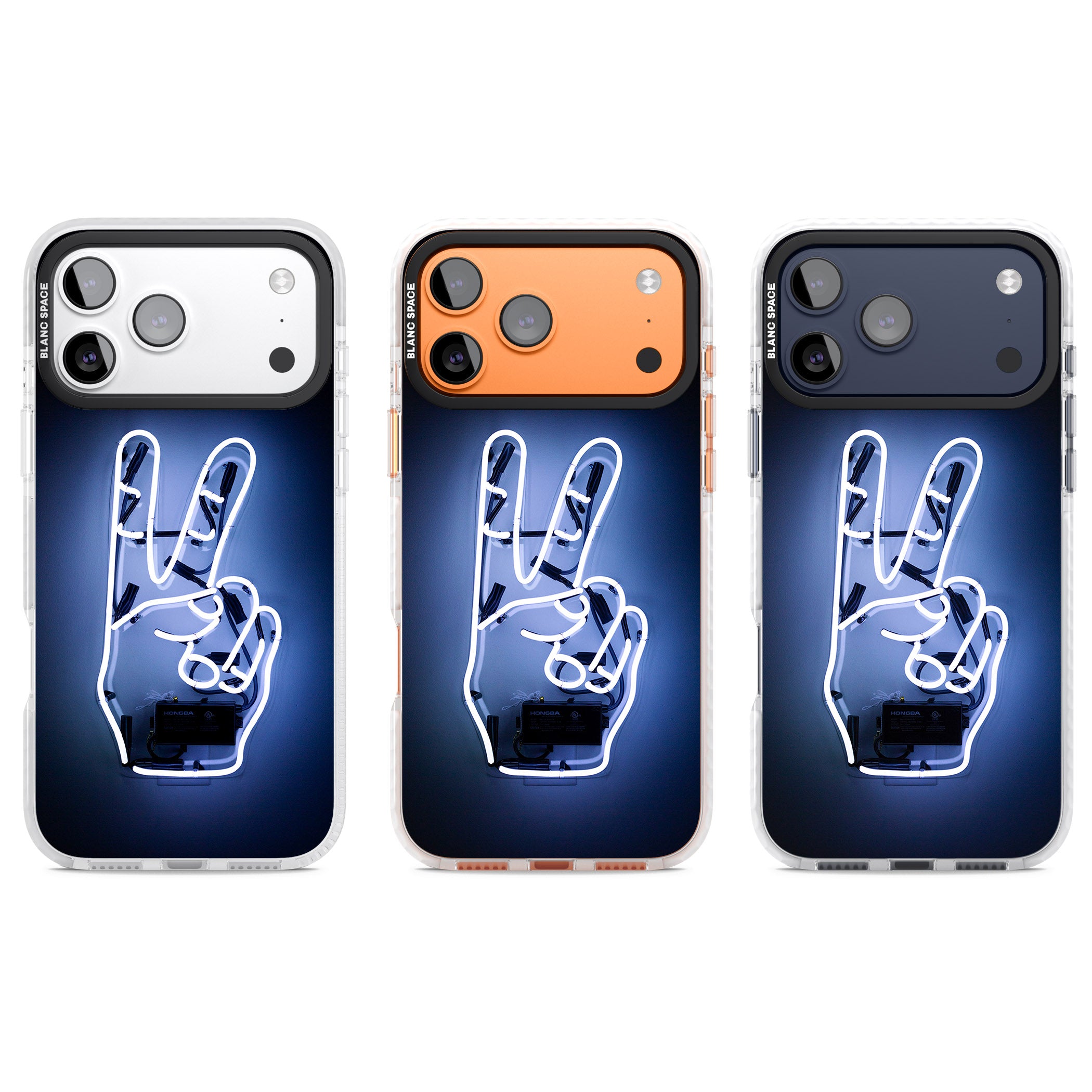 Neon Peace Sign iPhone 17 Pro Impact Pro Clear Phone Case APT Impact Protection