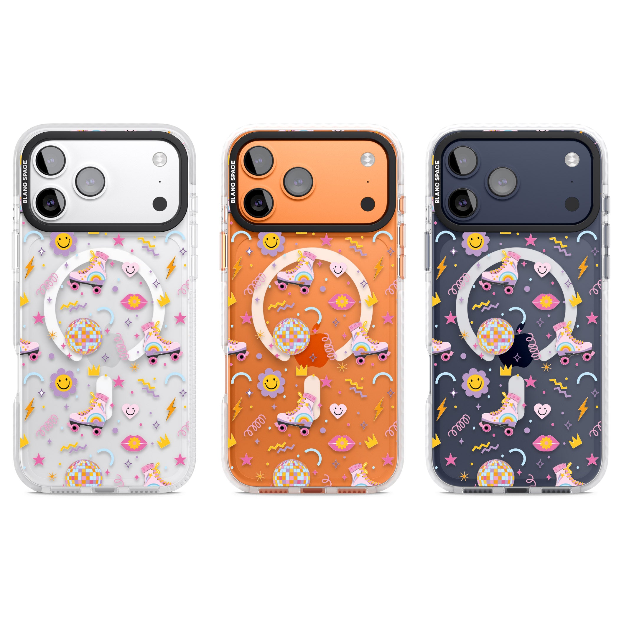 Roller Disco Pattern iPhone 17 Pro Impact Pro Clear Phone Case APT Impact Protection