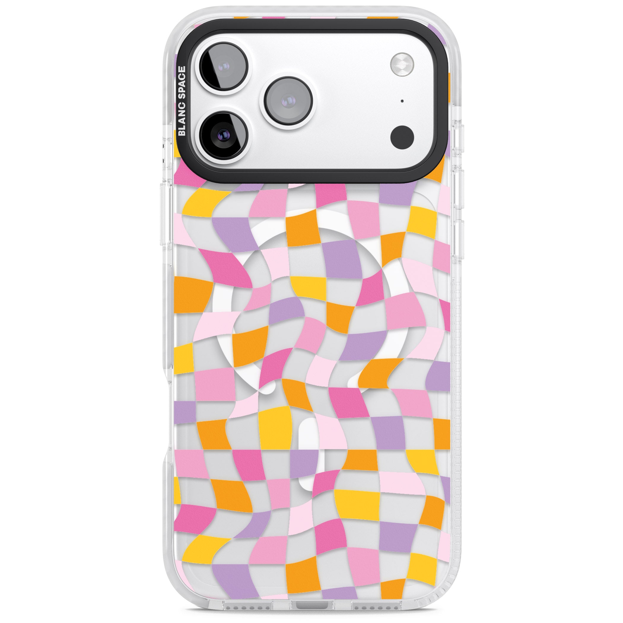 Wonky Squares Pattern iPhone 17 Pro Impact Pro Clear Phone Case