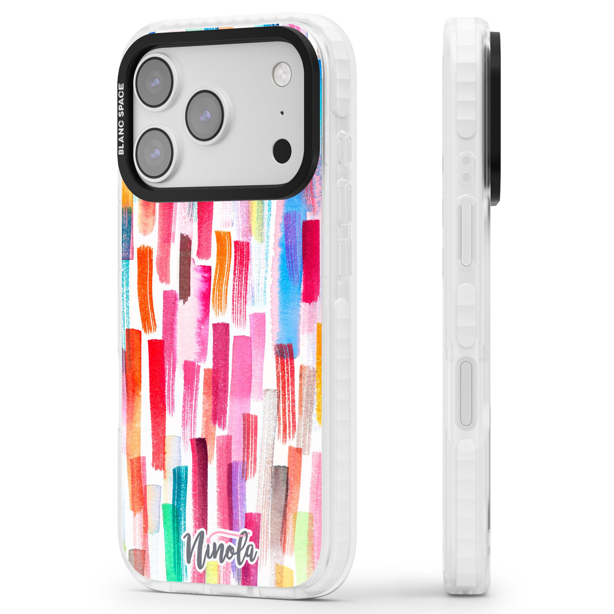 Colorful Brushstrokes iPhone 17 Pro Impact Pro Clear Phone Case Side Profile