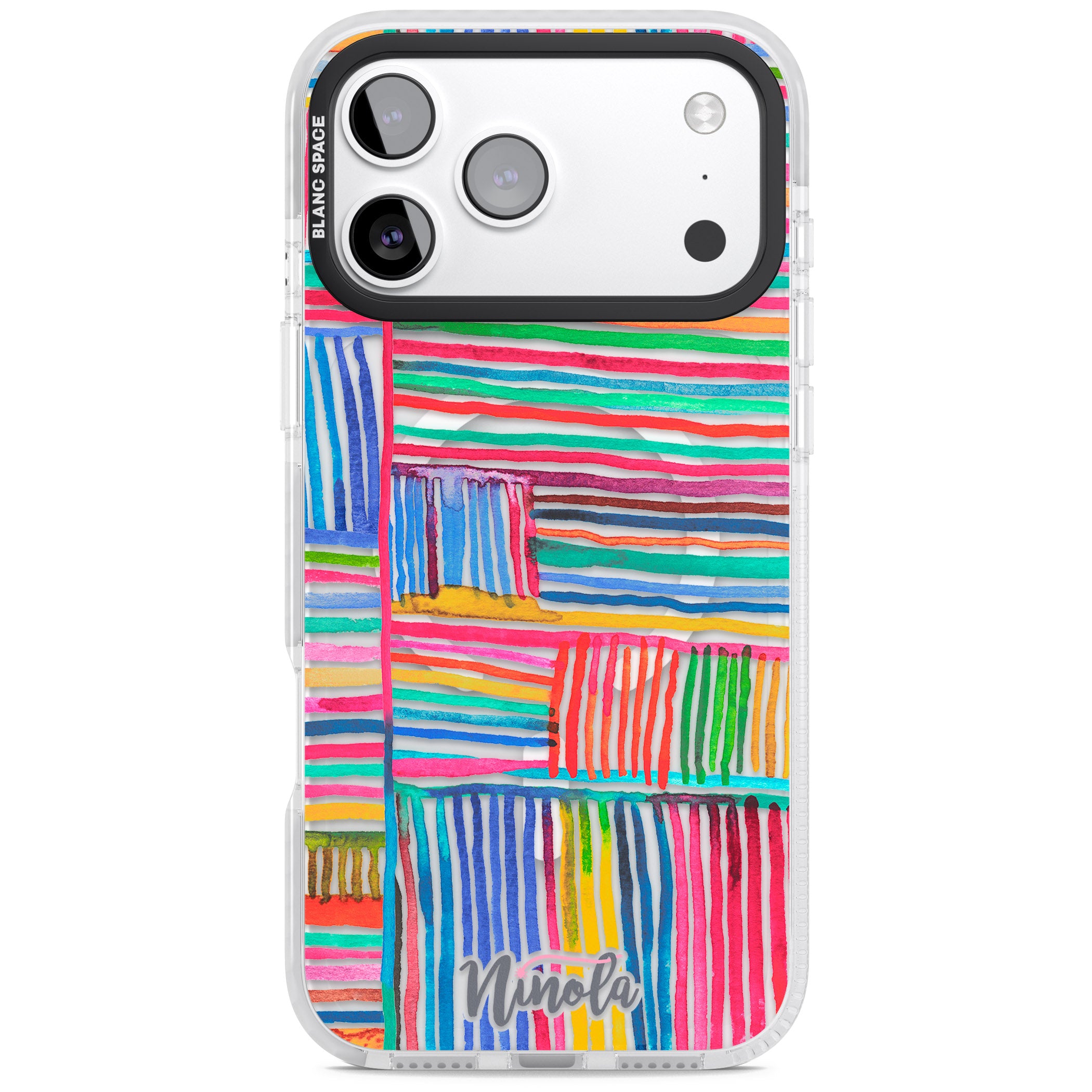 Vibrant Watercolor Lines iPhone 17 Pro Impact Pro Clear Phone Case