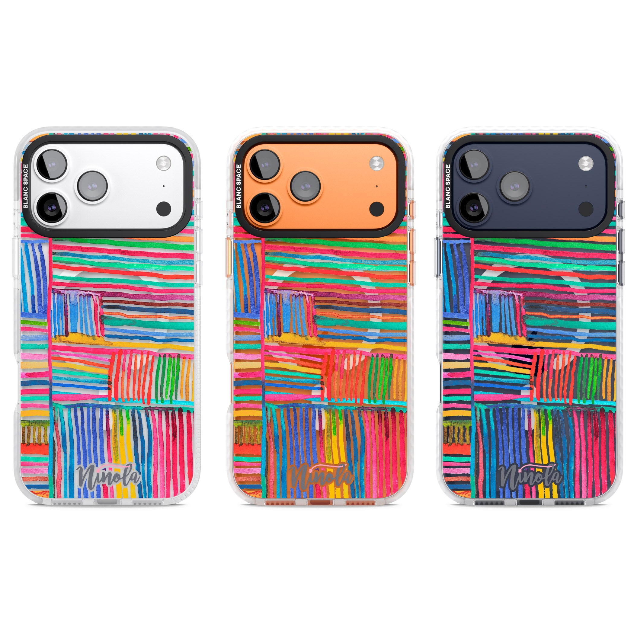 Vibrant Watercolor Lines iPhone 17 Pro Impact Pro Clear Phone Case APT Impact Protection