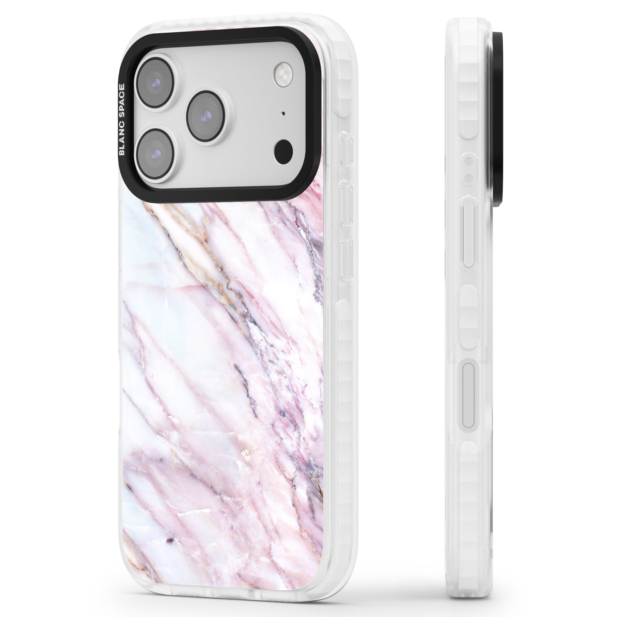 Blush Marble Glow iPhone 17 Pro Max Impact Pro Clear Phone Case Side Profile