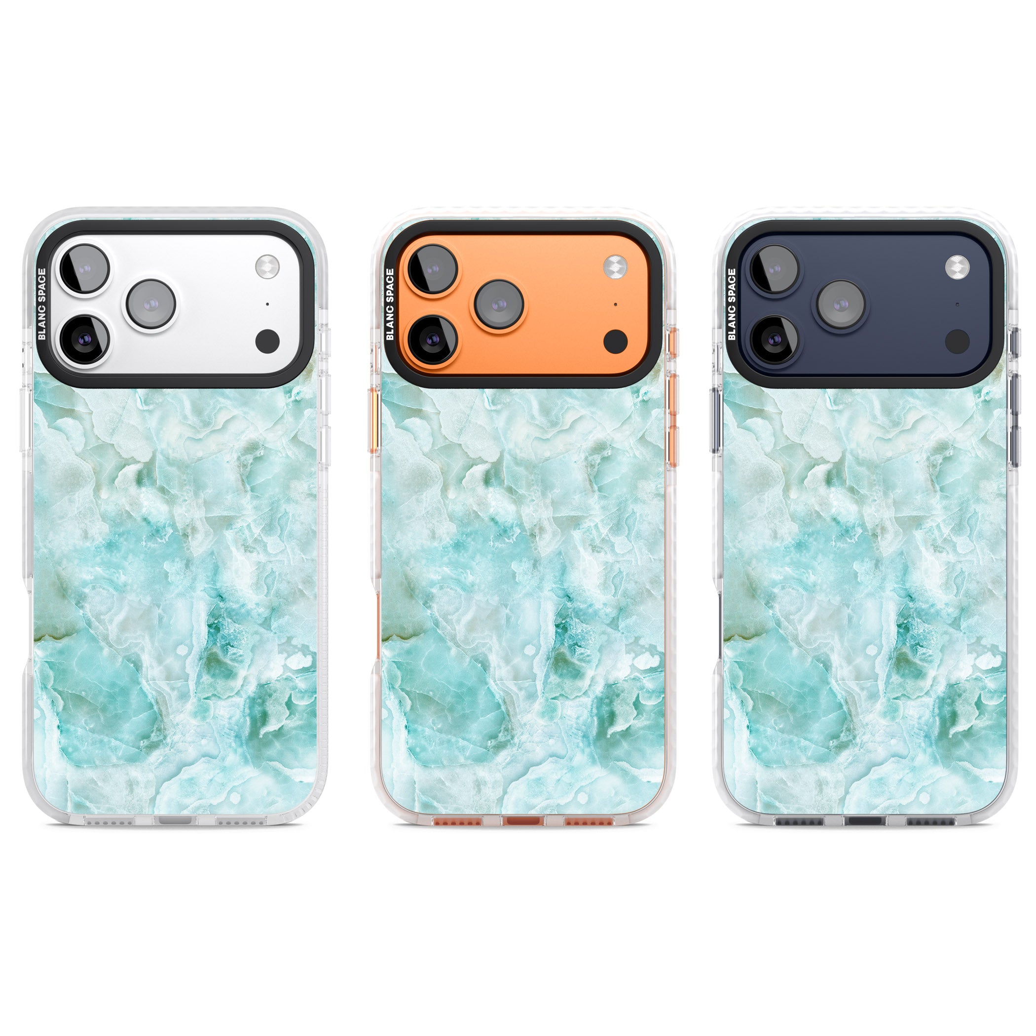 Aqua Onyx Marble iPhone 17 Pro Impact Pro Clear Phone Case APT Impact Protection