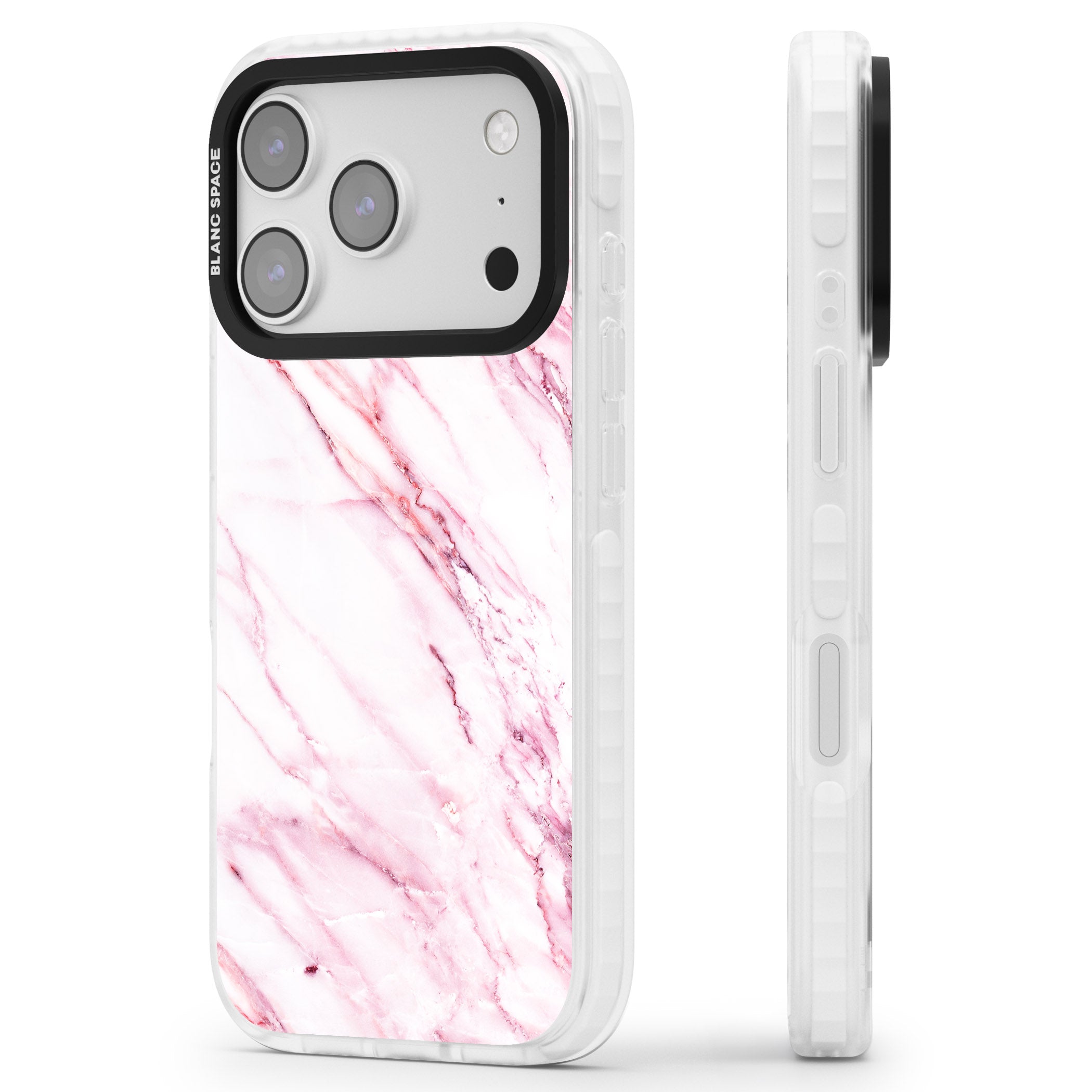 White Pink Onyx Marble iPhone 17 Pro Max Impact Pro Clear Phone Case Side Profile