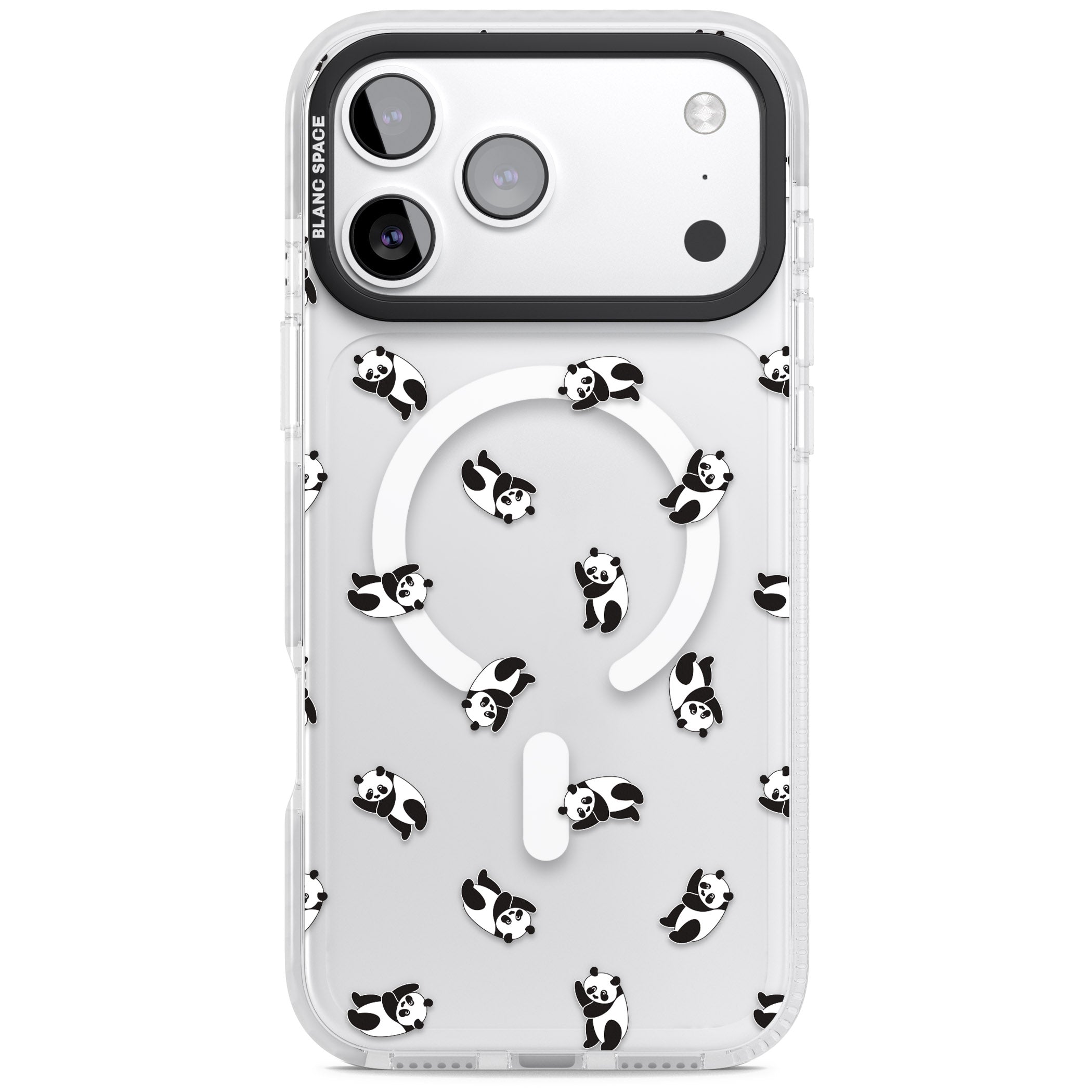 Tiny Panda Pattern iPhone 17 Pro Max Impact Pro Clear Phone Case