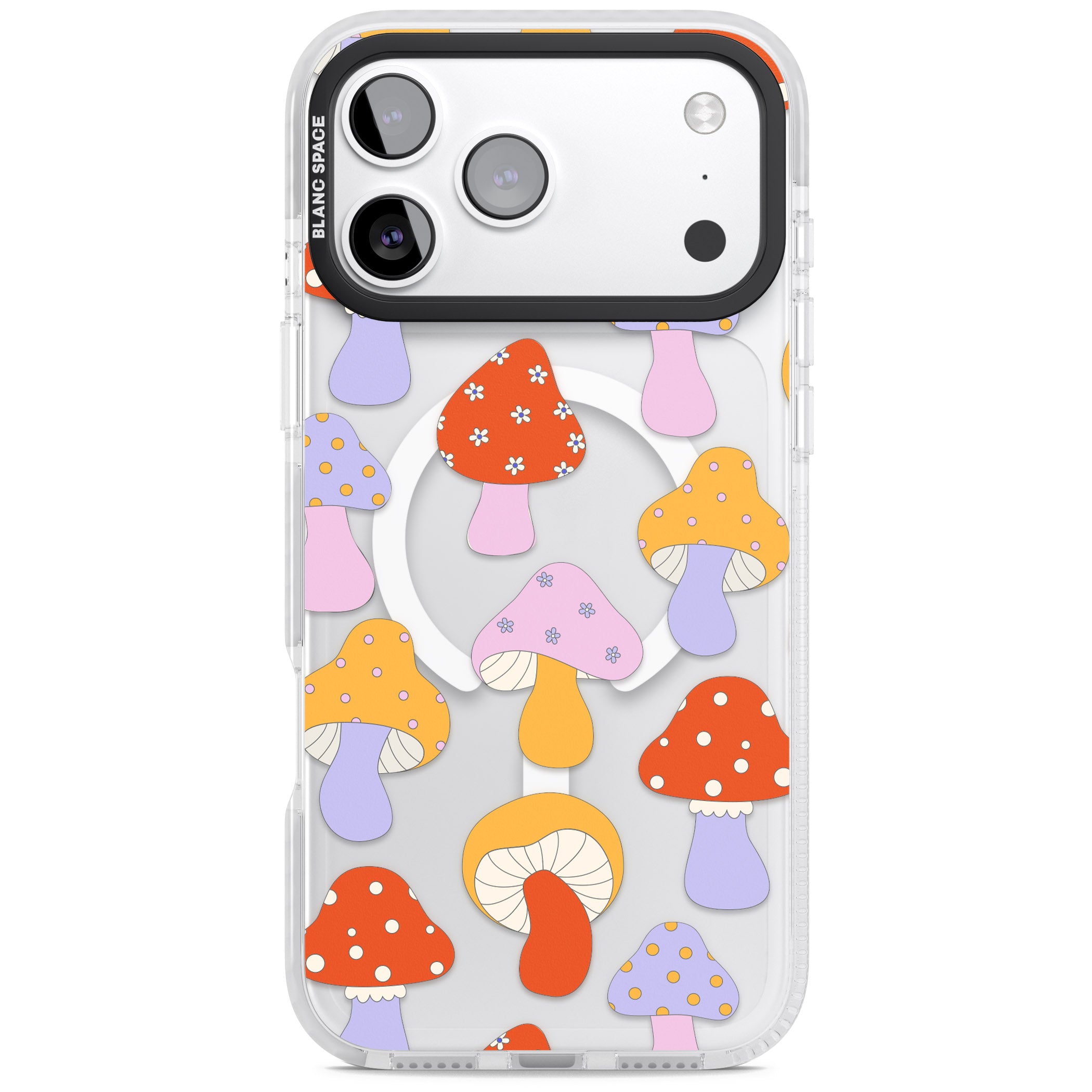 Happy Shrooms iPhone 17 Pro Max Impact Pro Clear Phone Case