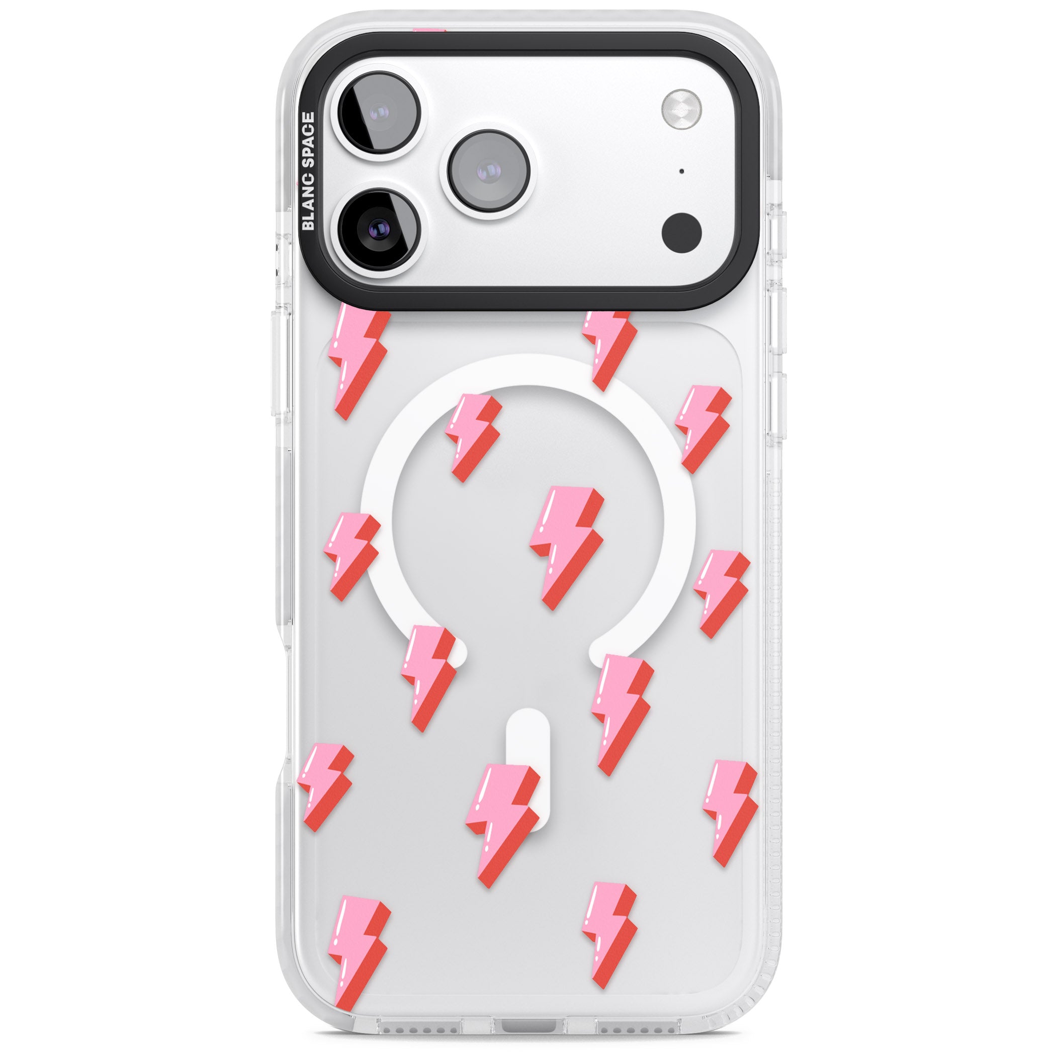 Pink Bolt Pattern iPhone 17 Pro Impact Pro Clear Phone Case