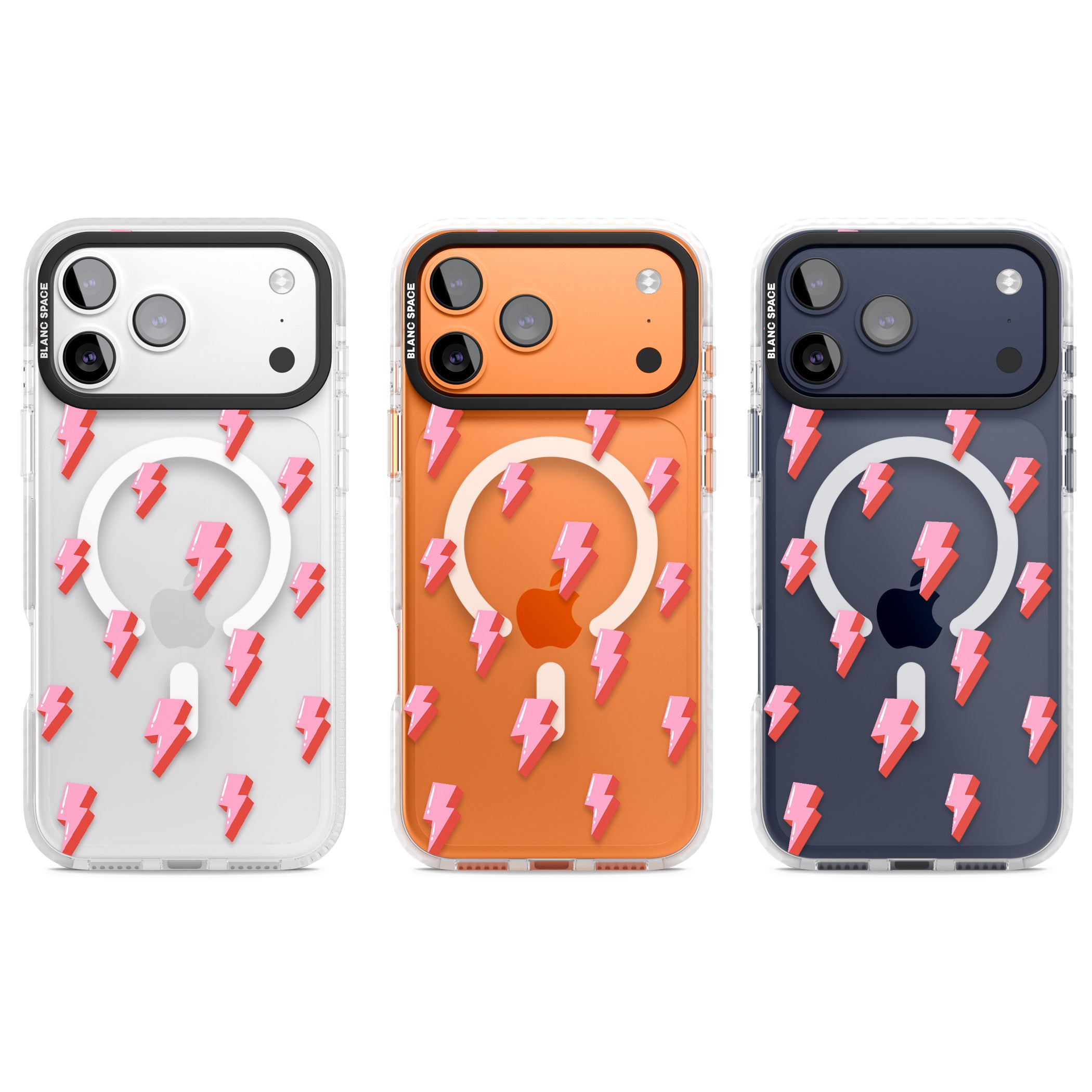 Pink Bolt Pattern iPhone 17 Pro Impact Pro Clear Phone Case APT Impact Protection