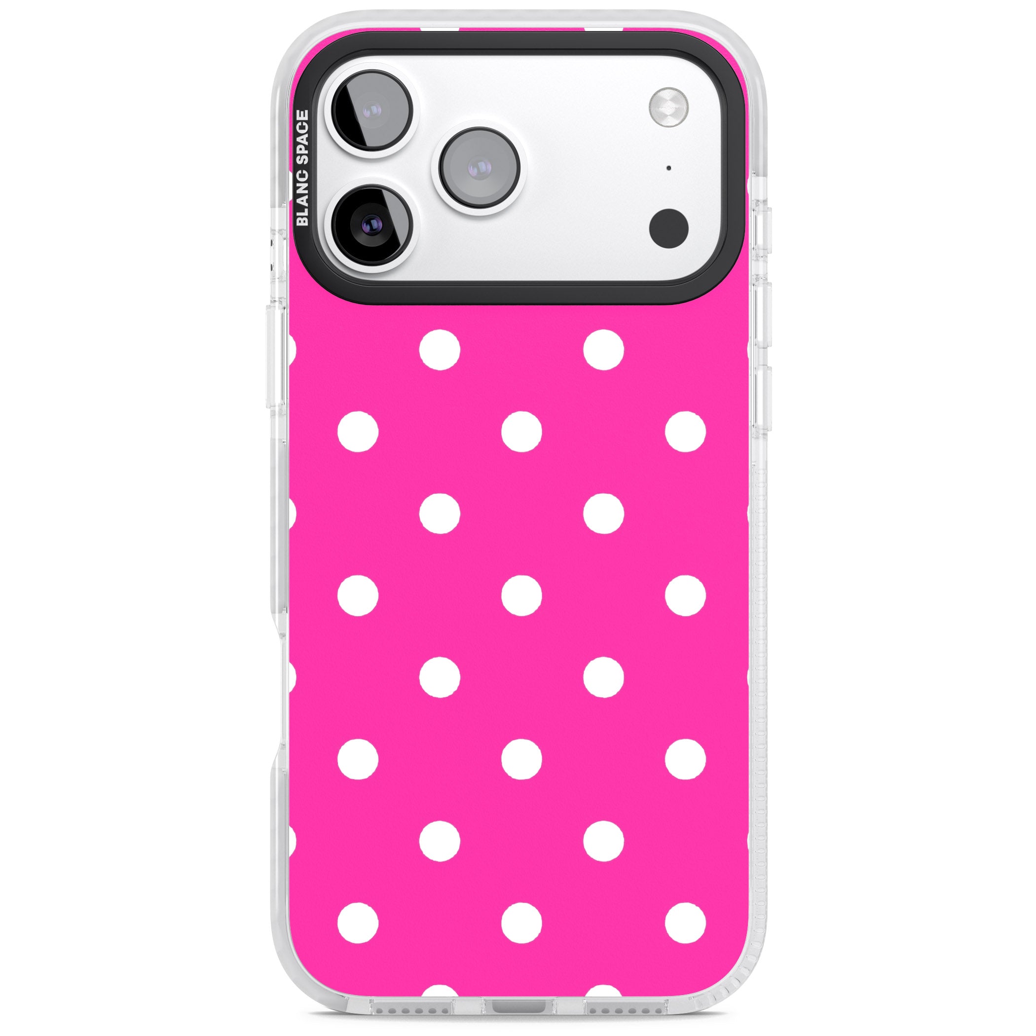 Pink Polka Dot iPhone 17 Pro Max Impact Pro Clear Phone Case