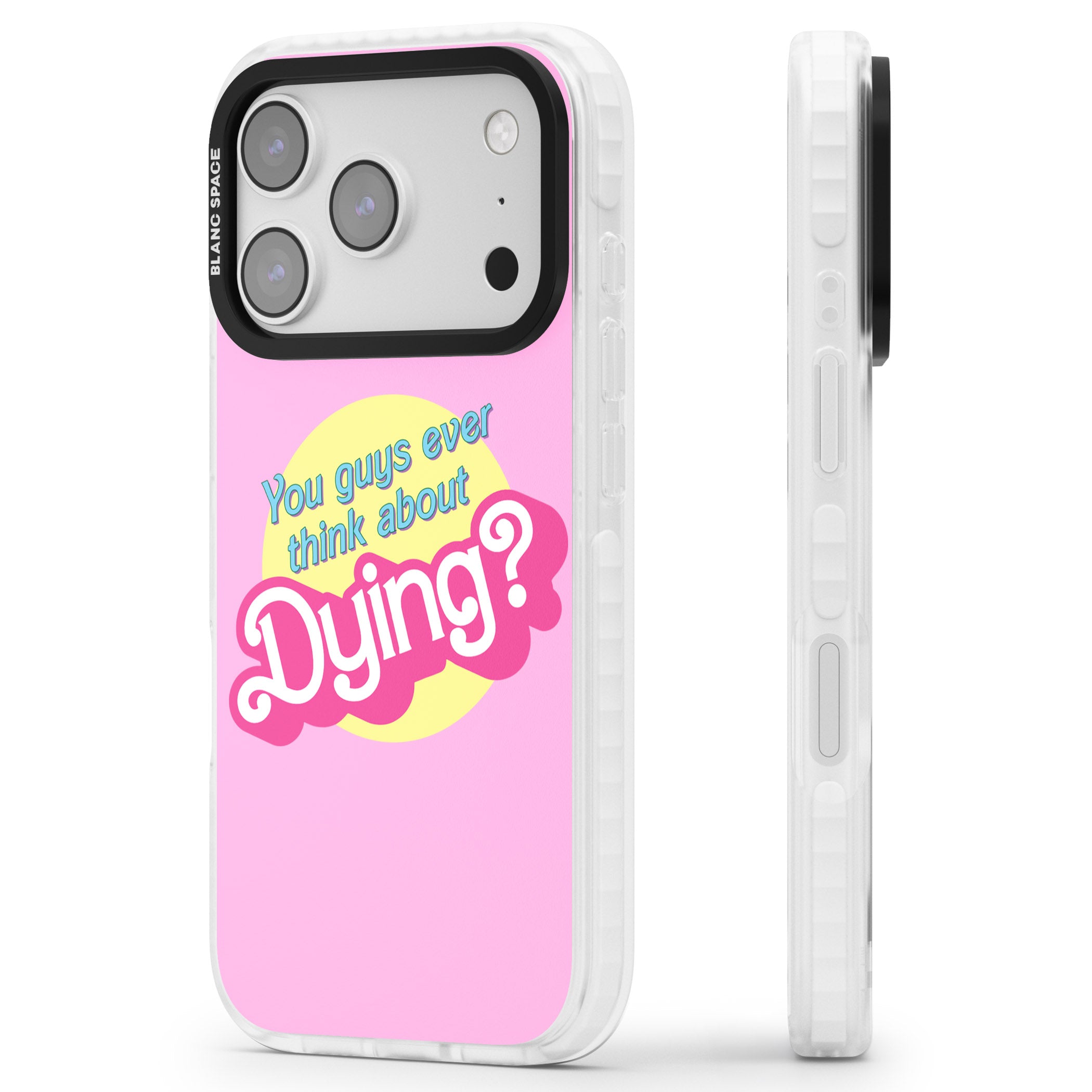 Ever Think About Dying? iPhone 17 Pro Max Impact Pro Clear Phone Case Side Profile