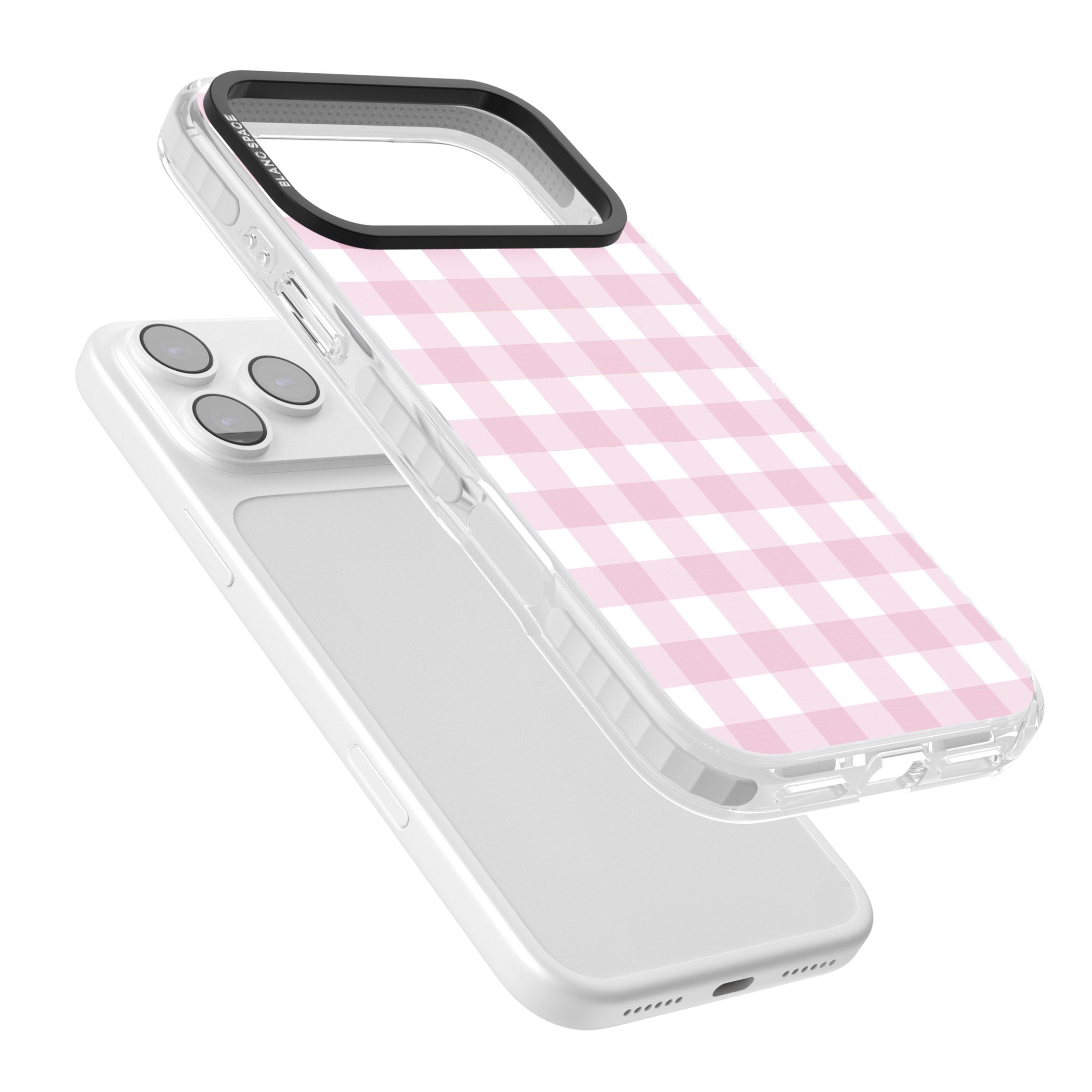 Pink Gingham Pattern iPhone 17 Pro Max Impact Pro Clear Phone Case Colours