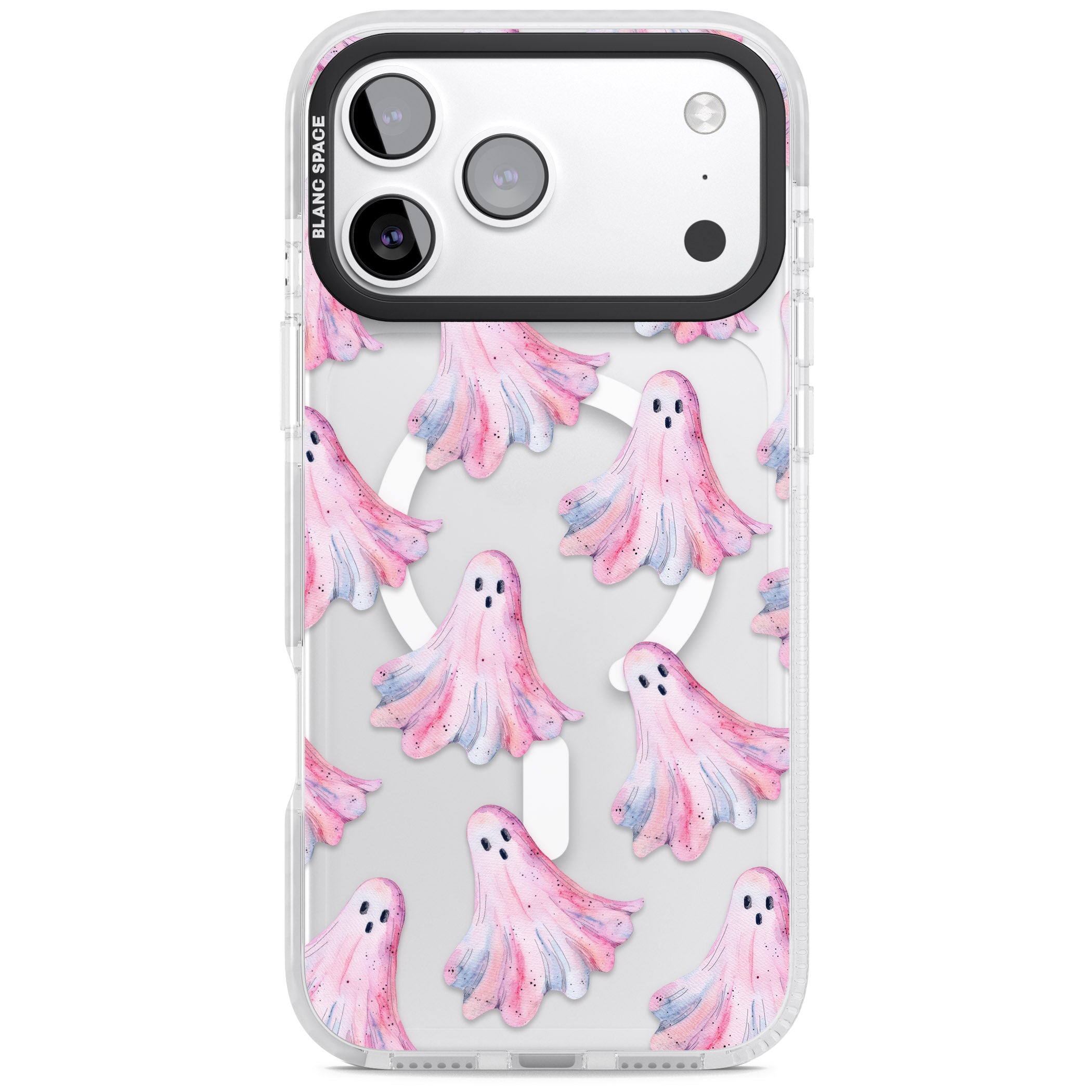 Pink Ghosts iPhone 17 Pro Impact Pro Clear Phone Case