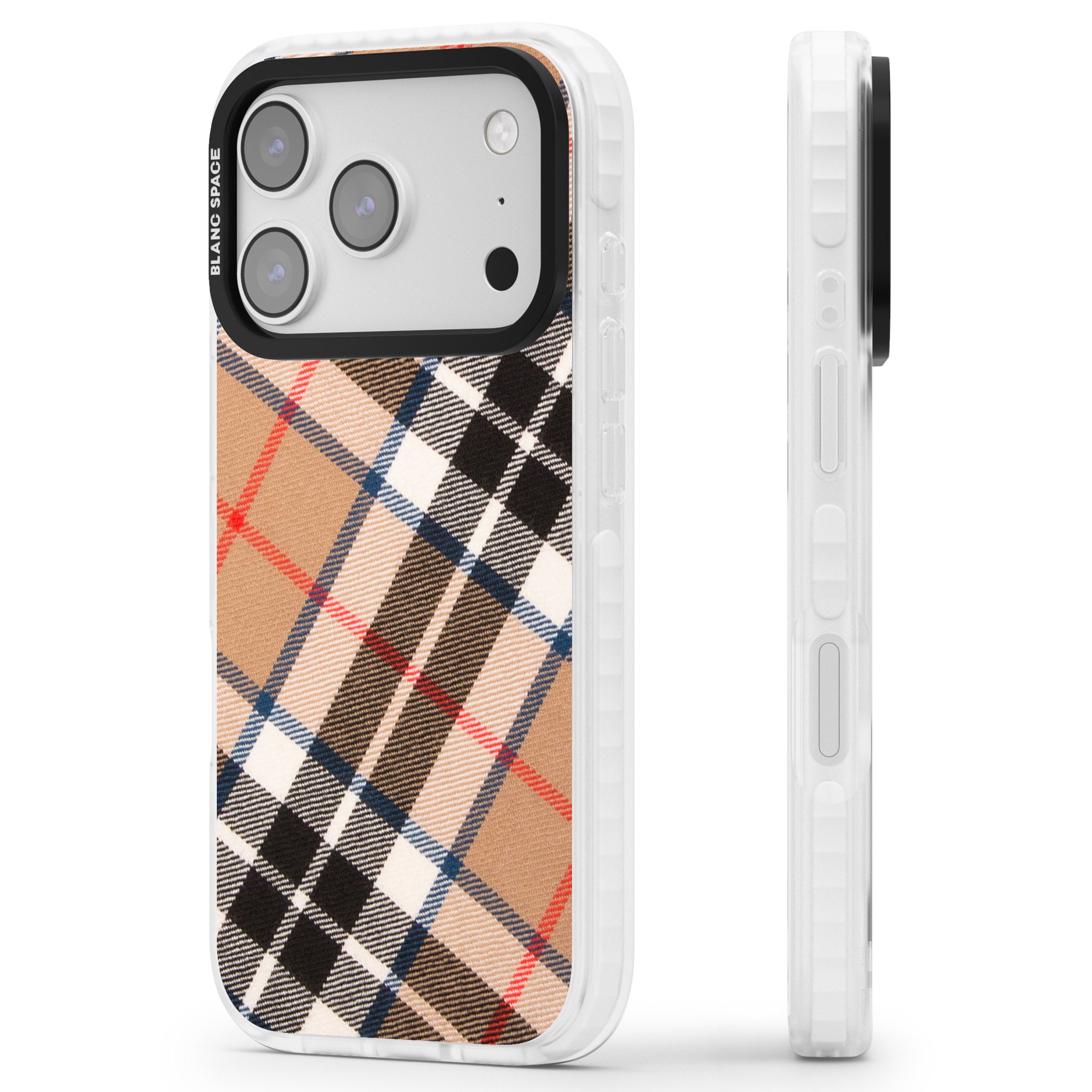 Haymarket Check iPhone 17 Pro Impact Pro Clear Phone Case Side Profile