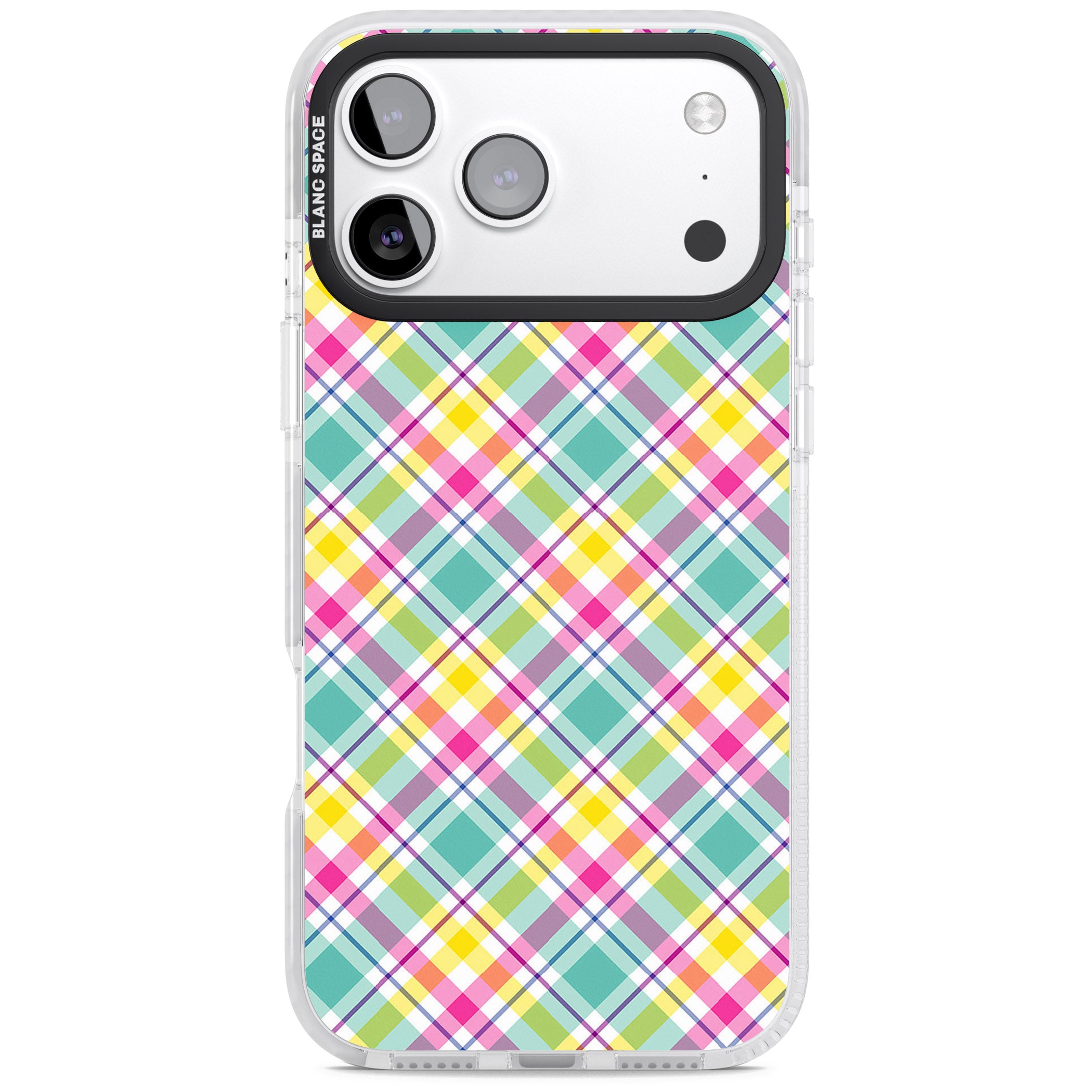 Crosshatch Plaid iPhone 17 Pro Impact Pro Clear Phone Case