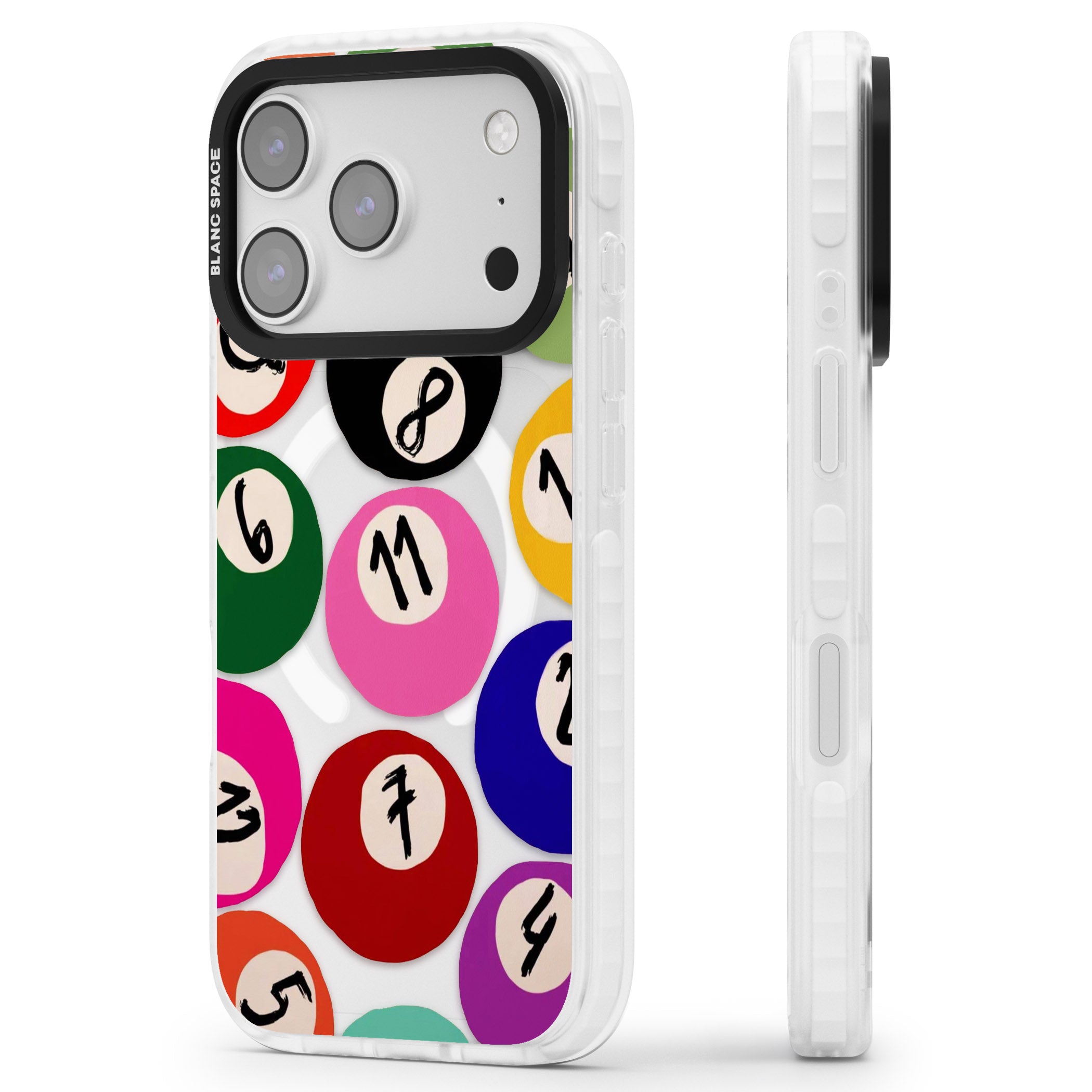 Pool Balls iPhone 17 Pro Max Impact Pro Clear Phone Case Side Profile