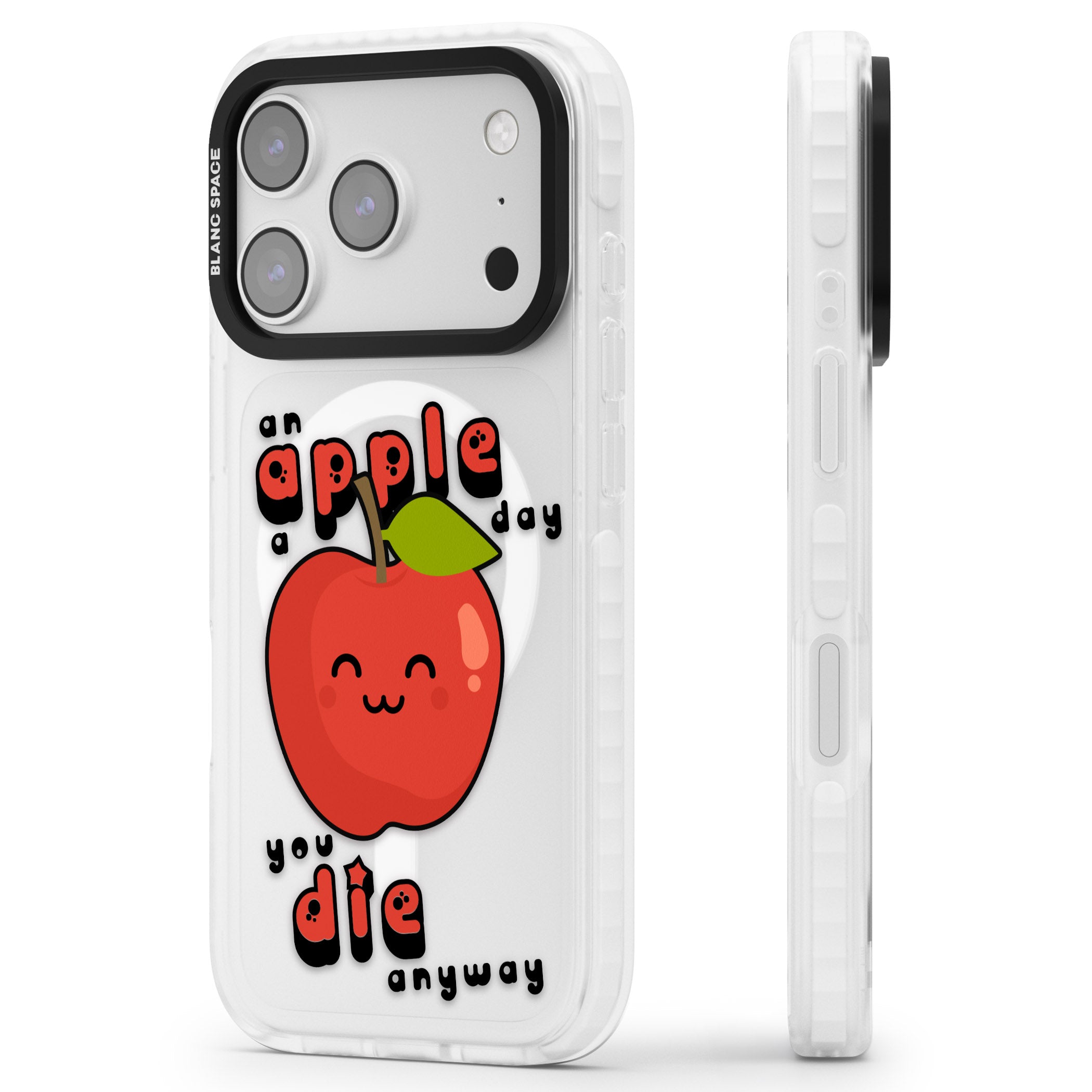 An Apple A Day iPhone 17 Pro Impact Pro Clear Phone Case Side Profile