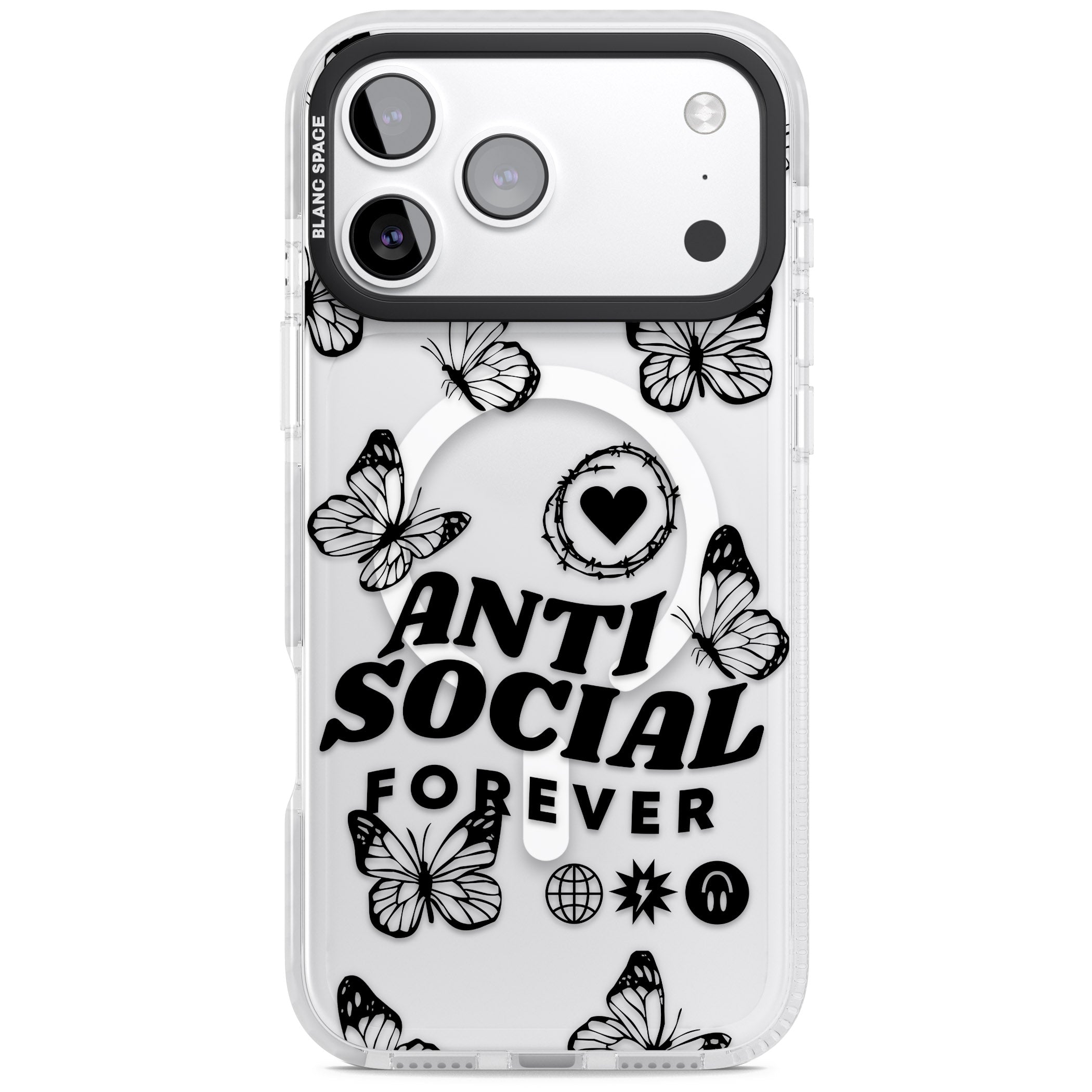 Anti Social Forever iPhone 17 Pro Impact Pro Clear Phone Case