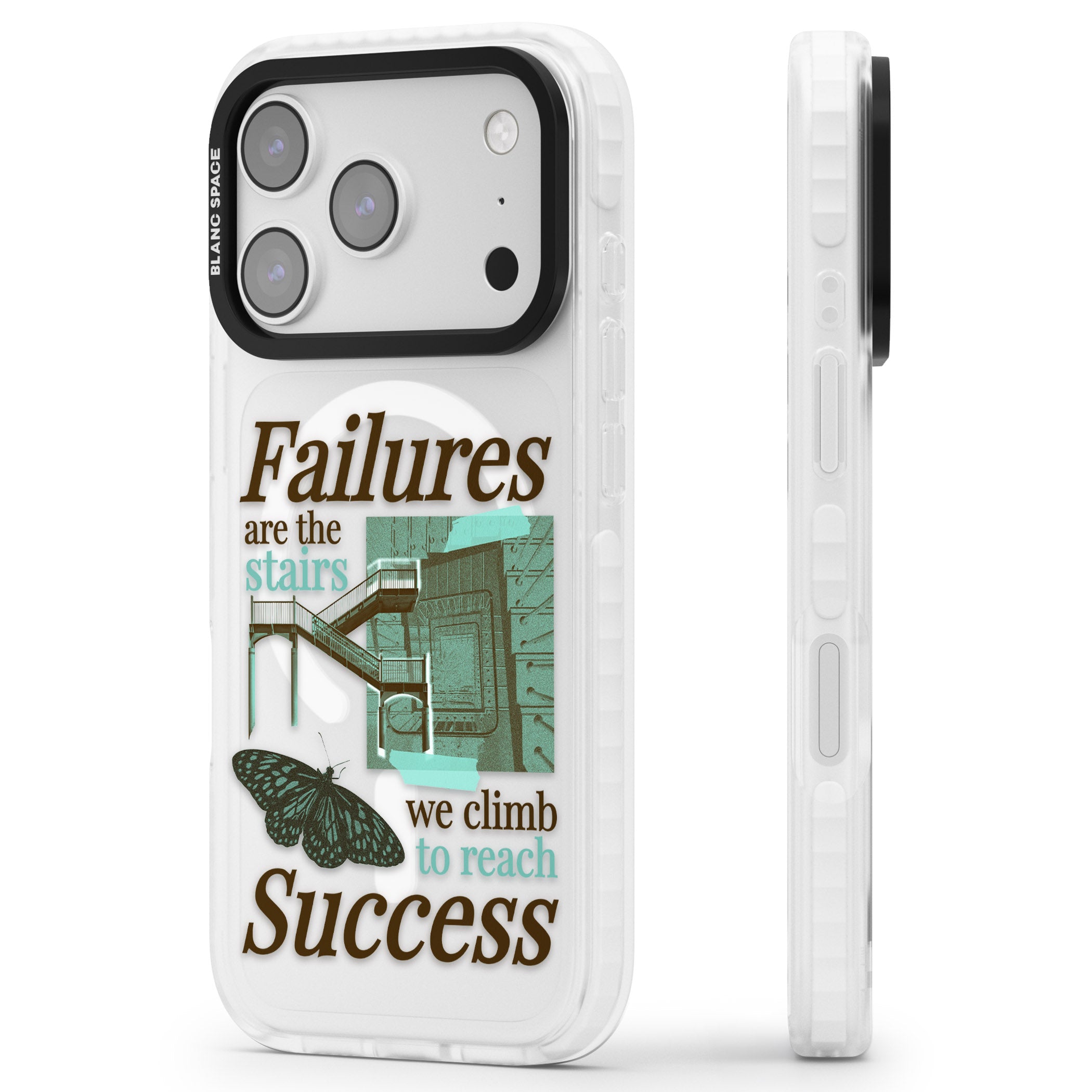Fail To Succeed iPhone 17 Pro Impact Pro Clear Phone Case Side Profile