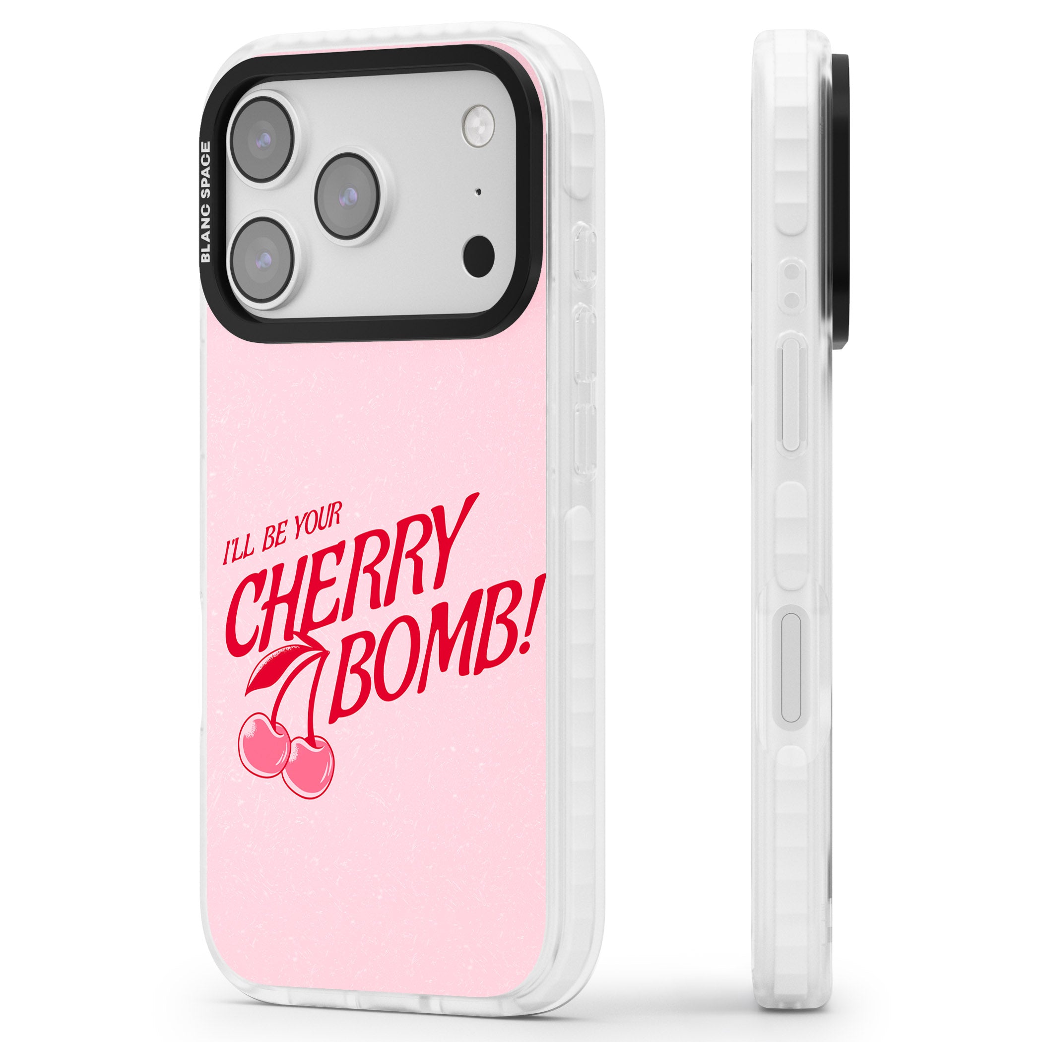 Your Cherry Bomb iPhone 17 Pro Max Impact Pro Clear Phone Case Side Profile
