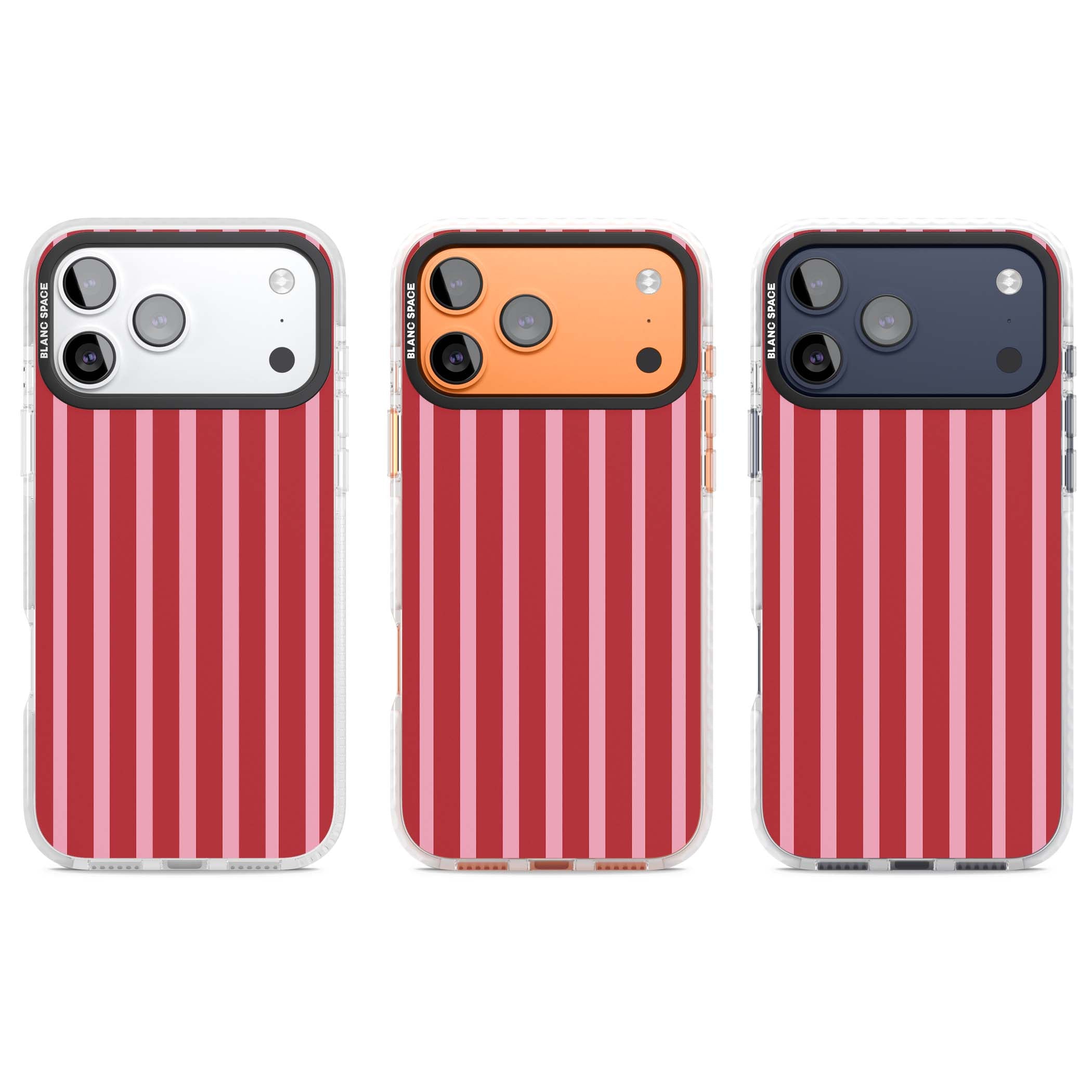 Raspberry Stripe coquette iPhone case featuring red and pink vertical stripes in a candy-inspired pattern | Impact Magsafe case for iPhone 17 Pro, iPhone 17 Pro Max