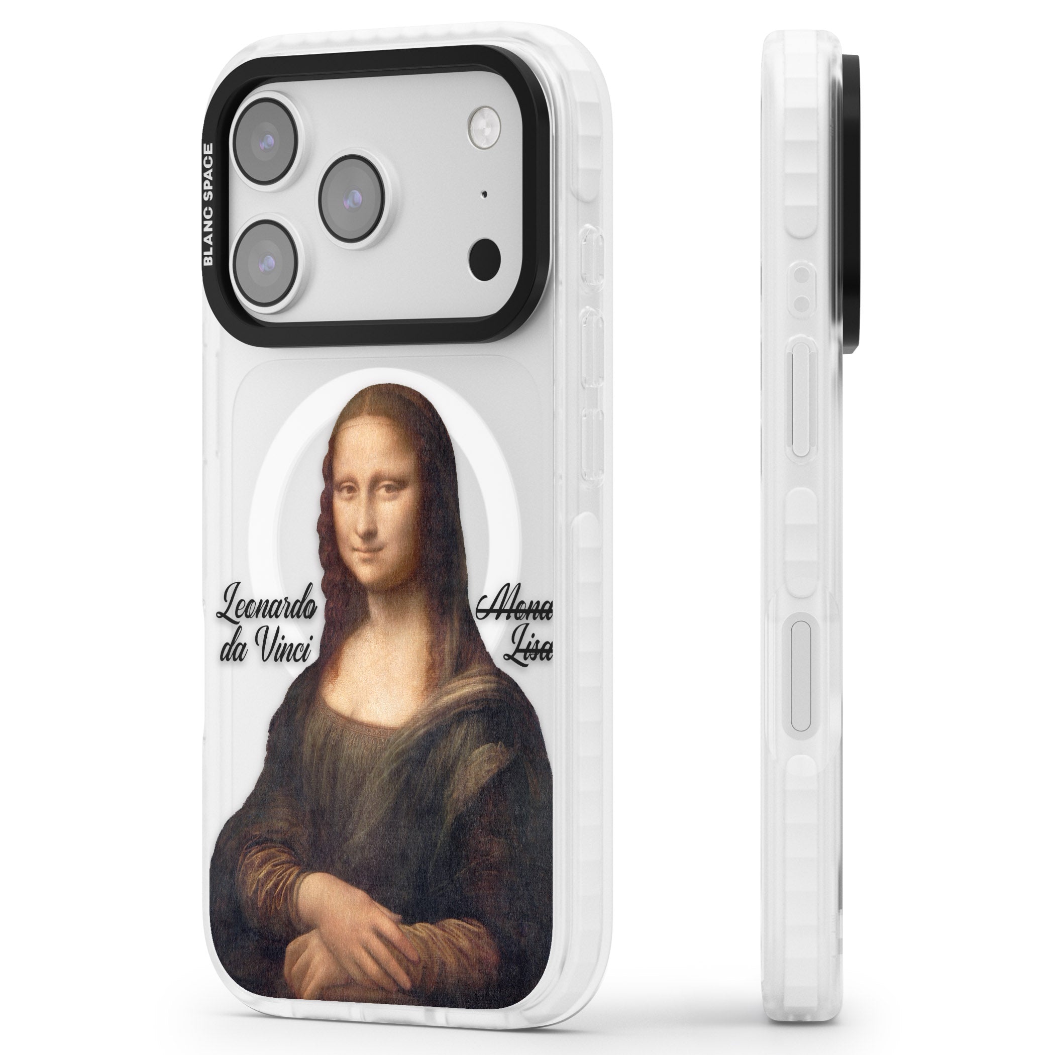 Mona Lisa Cutout iPhone 17 Pro Impact Pro Clear Phone Case Side Profile