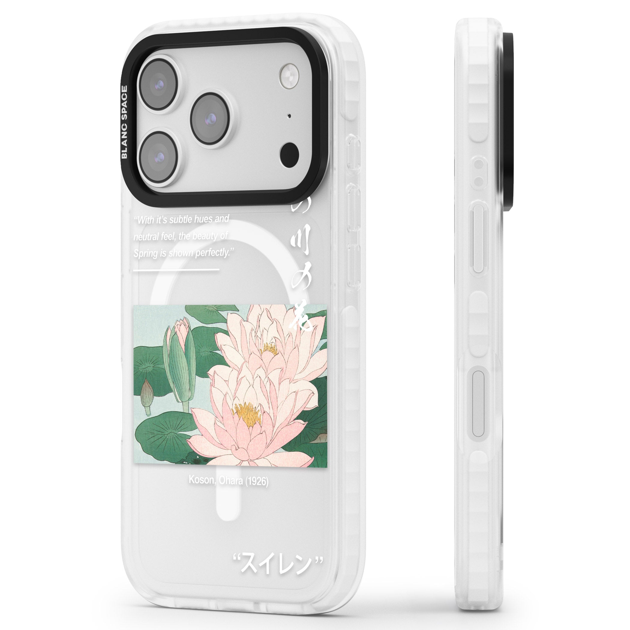 Water Lily iPhone 17 Pro Impact Pro Clear Phone Case Side Profile