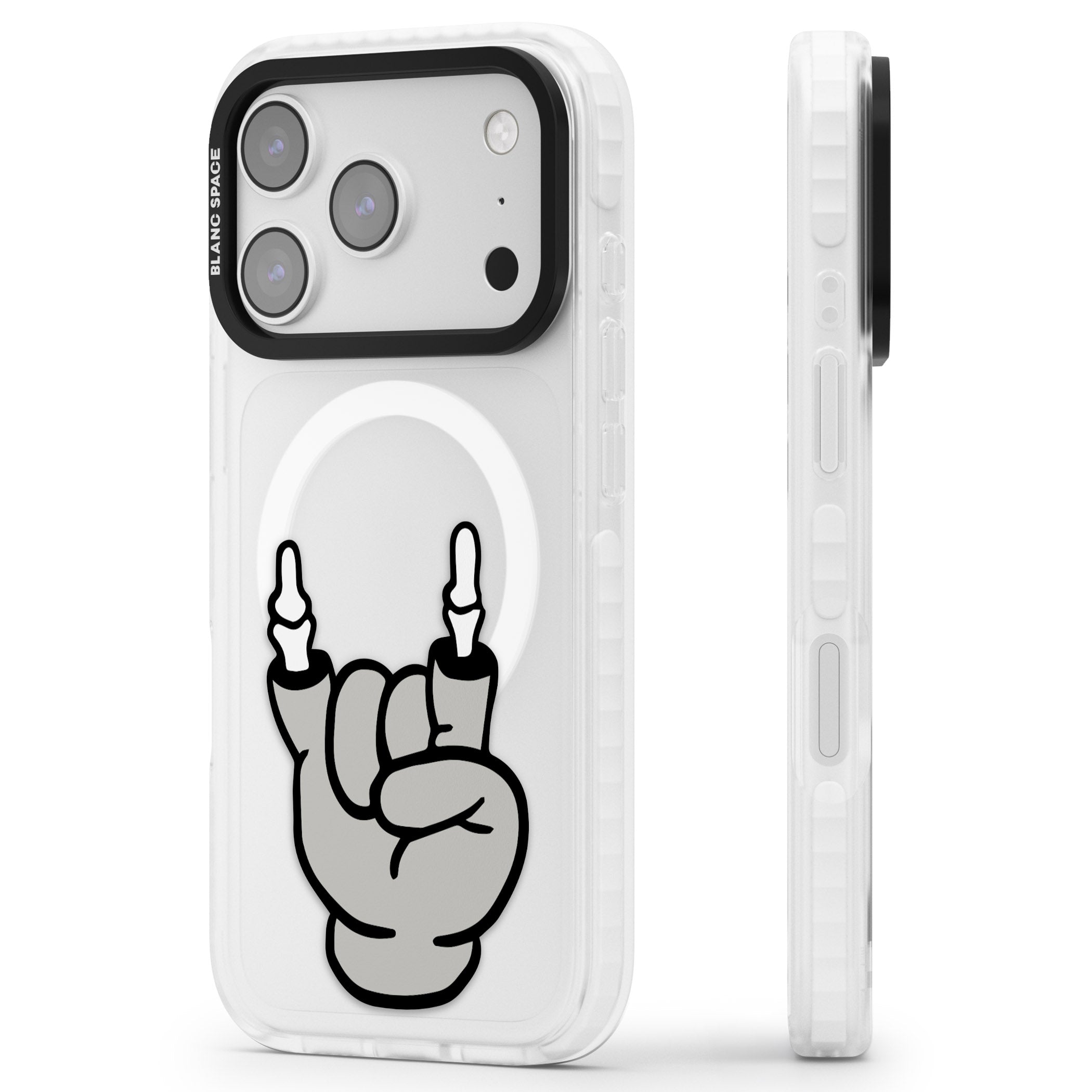 Rock 'Til You Drop iPhone 17 Pro Impact Pro Clear Phone Case Side Profile