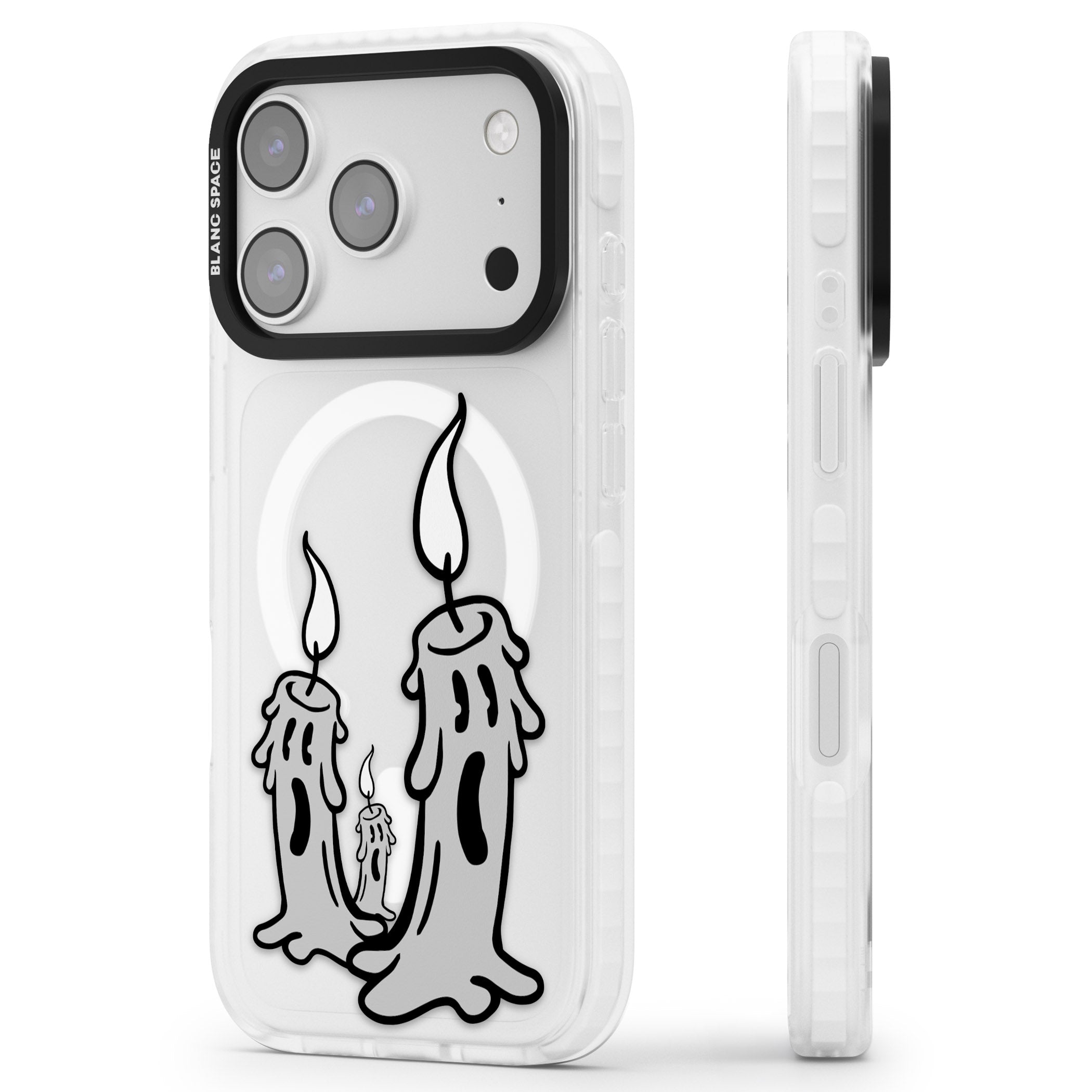 Candle Lit iPhone 17 Pro Impact Pro Clear Phone Case Side Profile