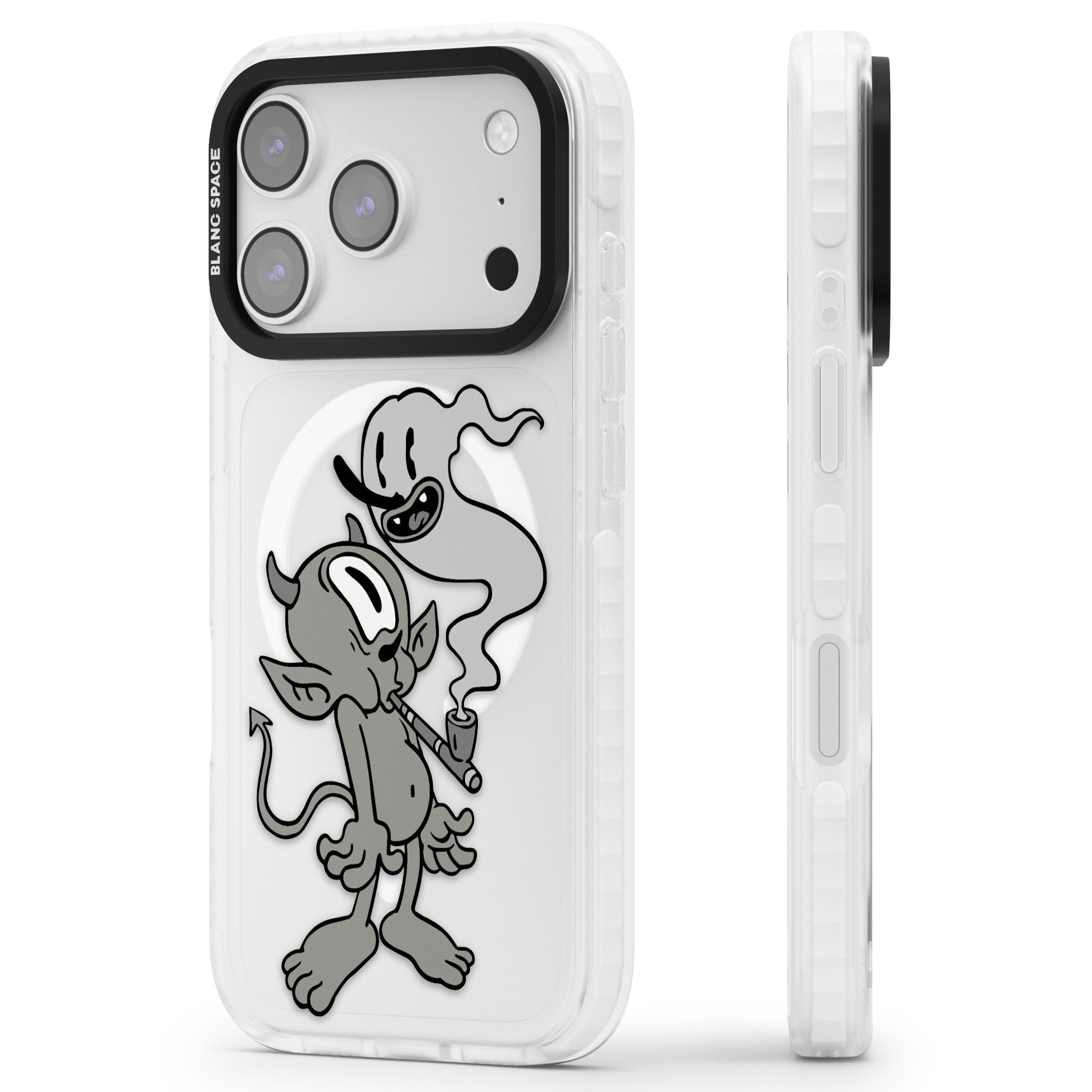 Pipe Goblin iPhone 17 Pro Impact Pro Clear Phone Case Side Profile