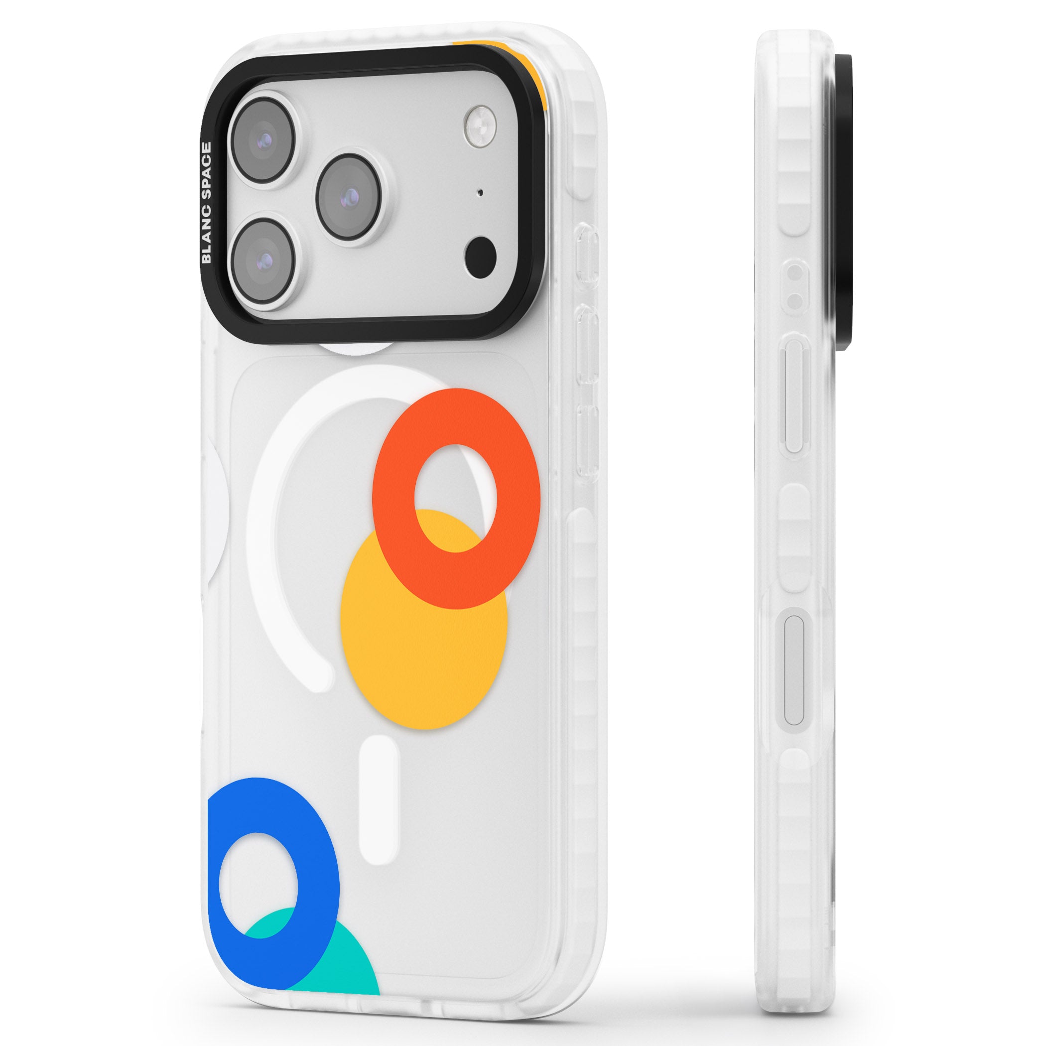 Abstract Mixed Circles iPhone 17 Pro Max Impact Pro Clear Phone Case Side Profile