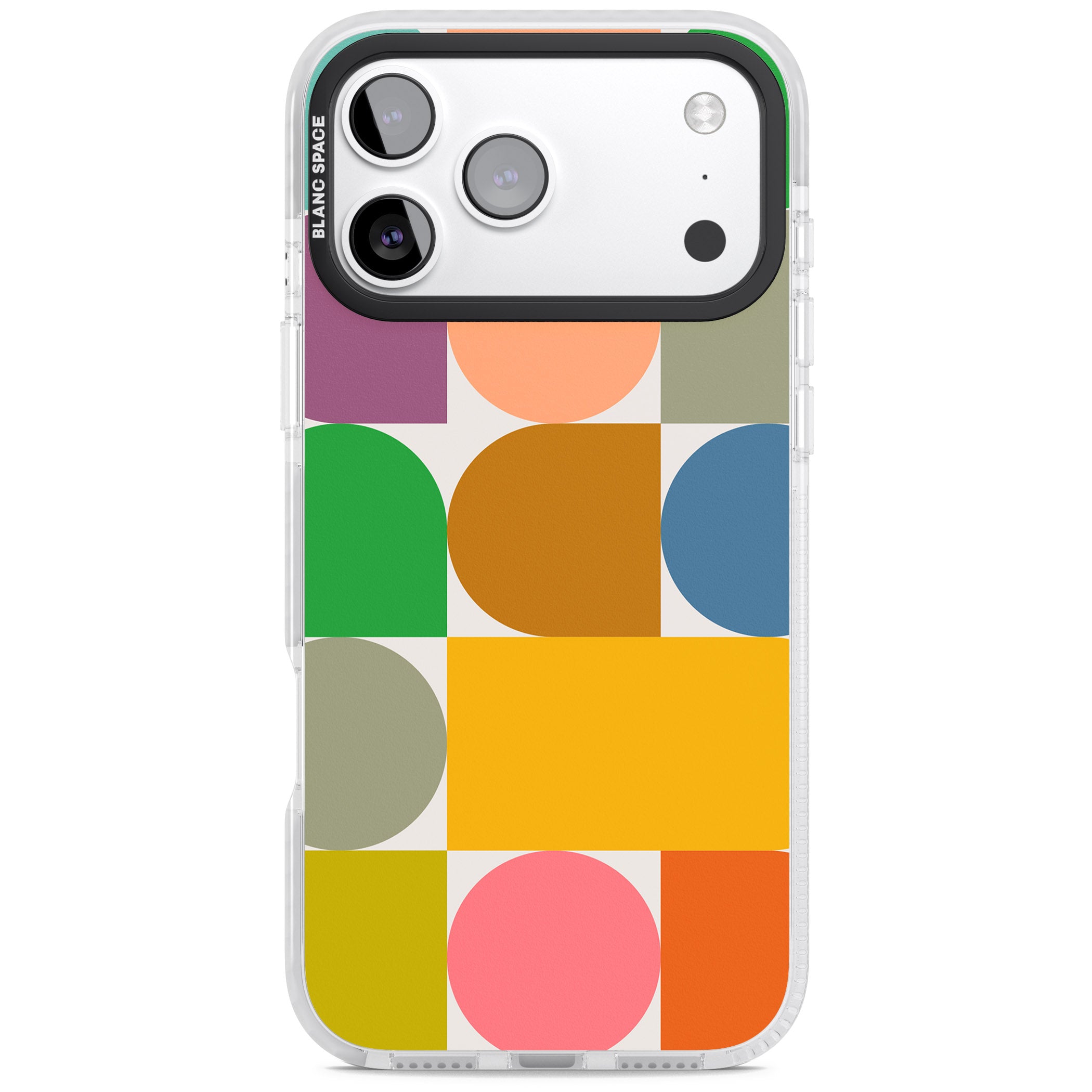 Retro Colorful Shapes iPhone 17 Pro Impact Pro Clear Phone Case