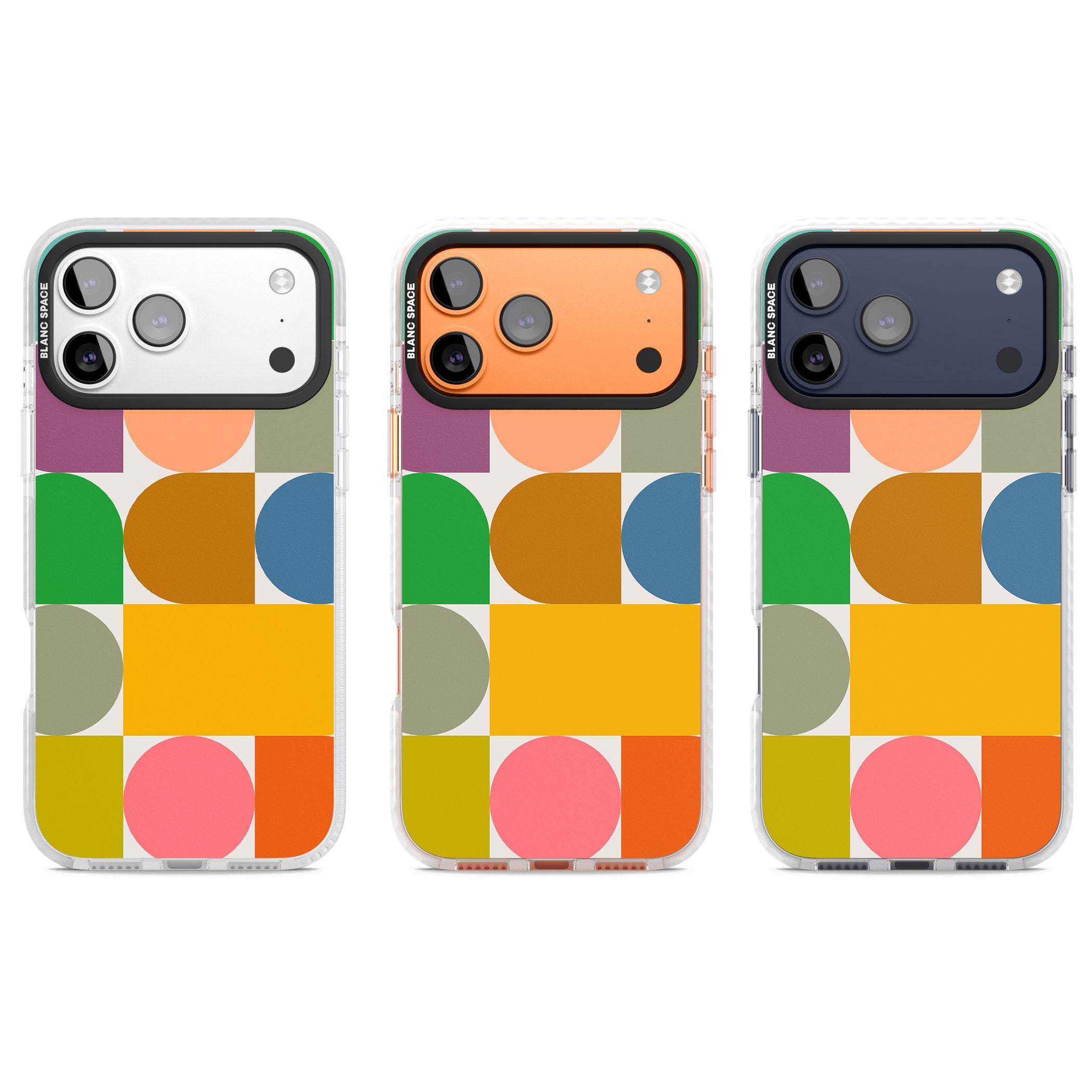 Retro Colorful Shapes iPhone 17 Pro Impact Pro Clear Phone Case APT Impact Protection