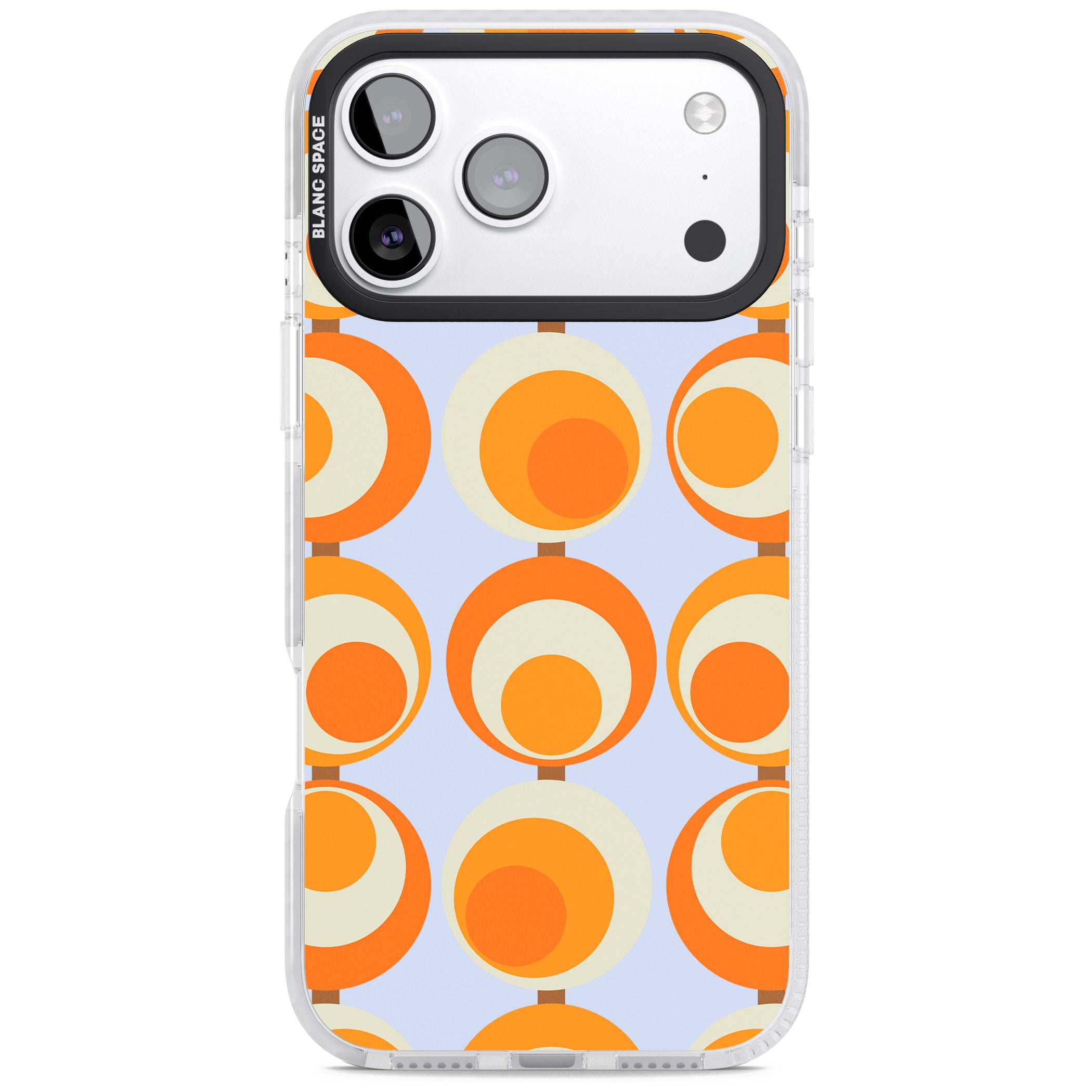 Mid Century Blue Orange Pattern iPhone 17 Pro Impact Pro Clear Phone Case